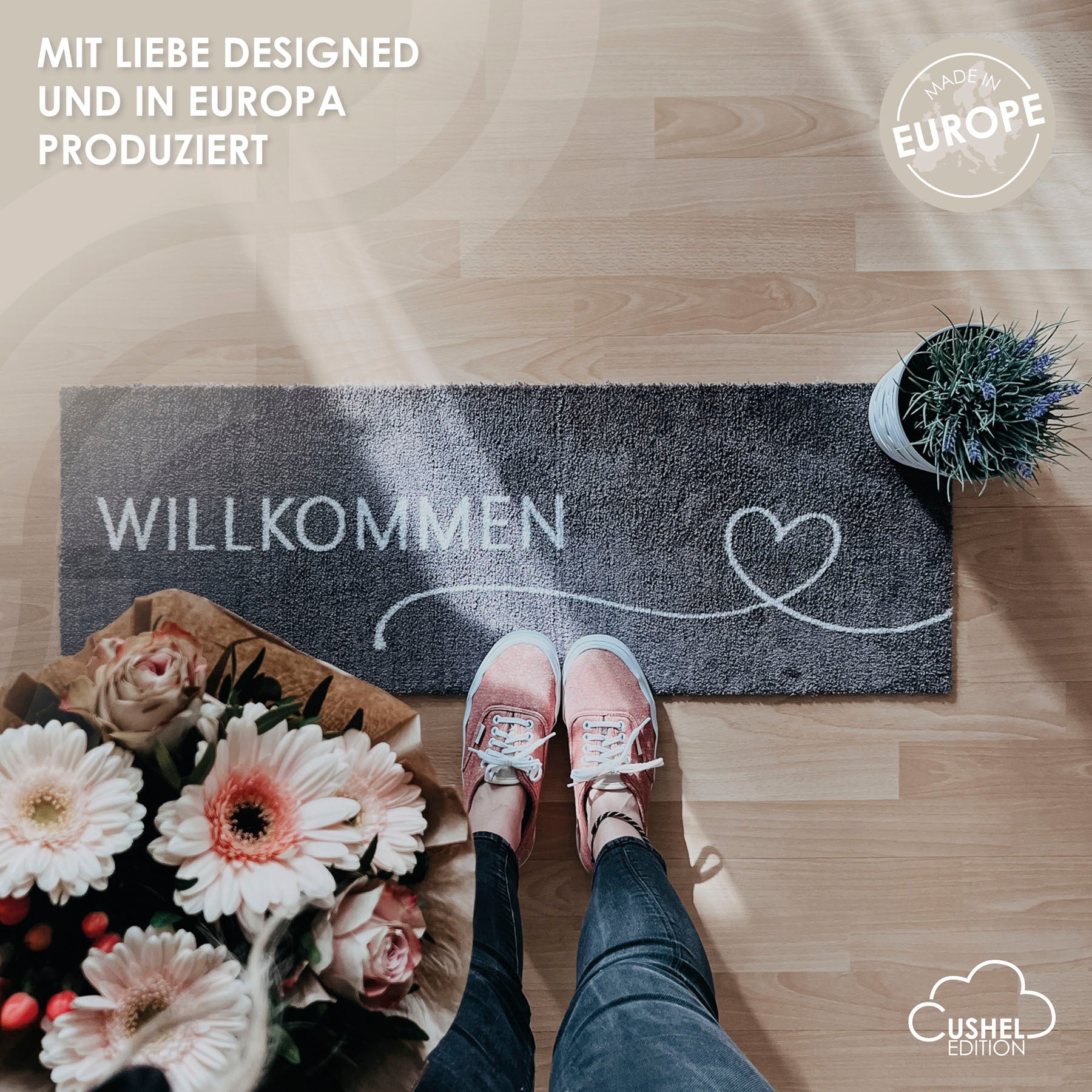 Fußmatte 50x70 Cushel- hier wohnen anthrazit