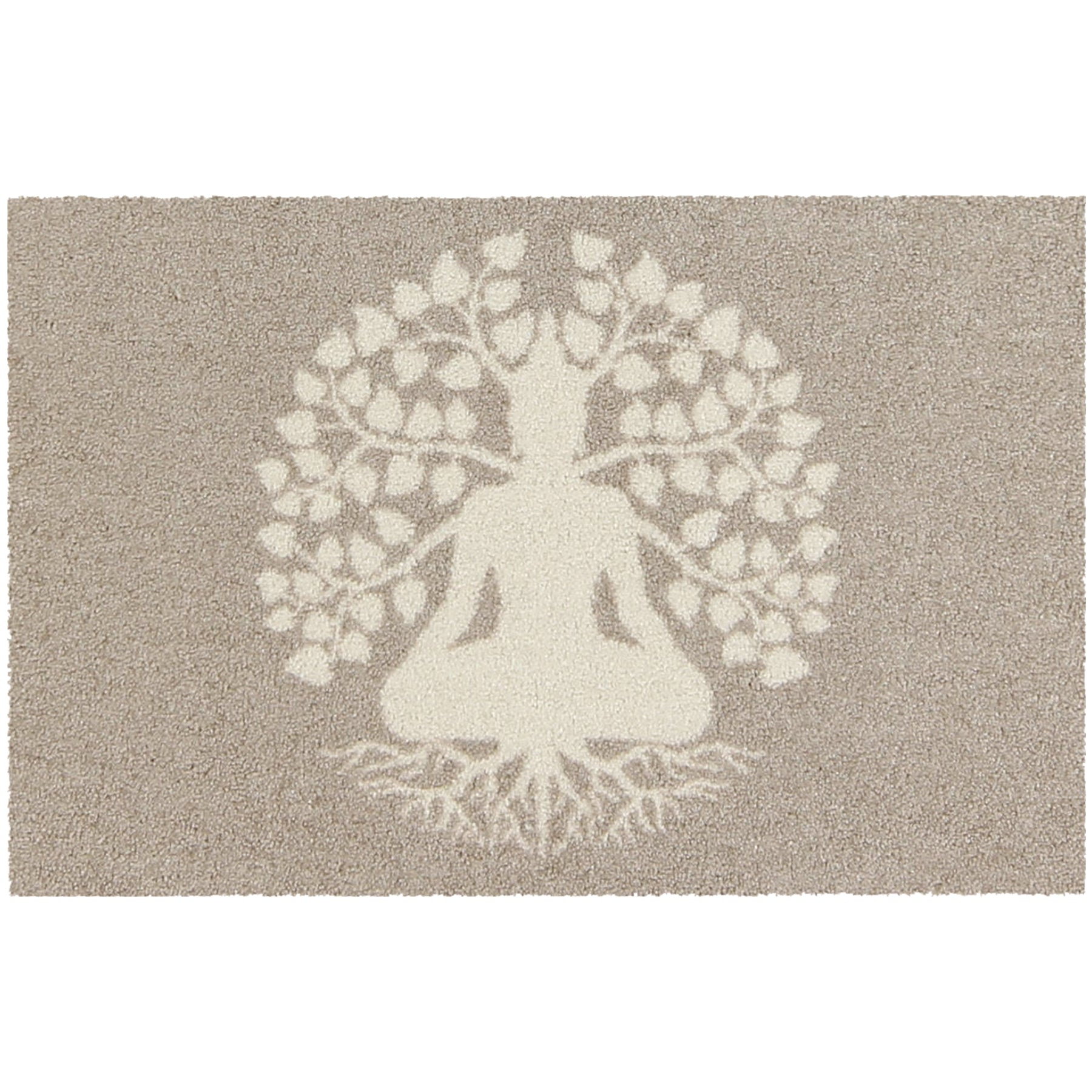 Türvorleger beige weiß Motiv Lebensbaum Yoga Buddha