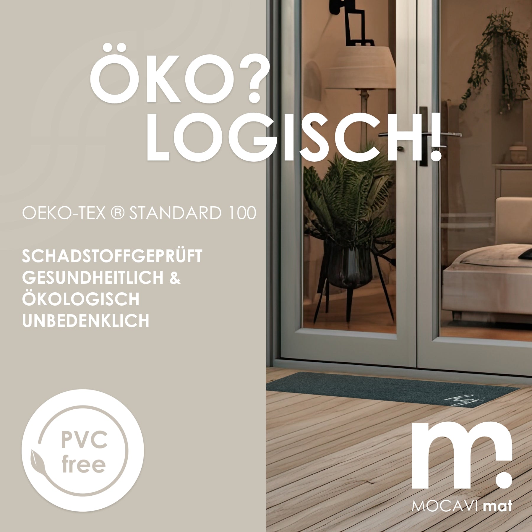 Läufer klein 45 x 70 cm Mat Hej beige mit Rand