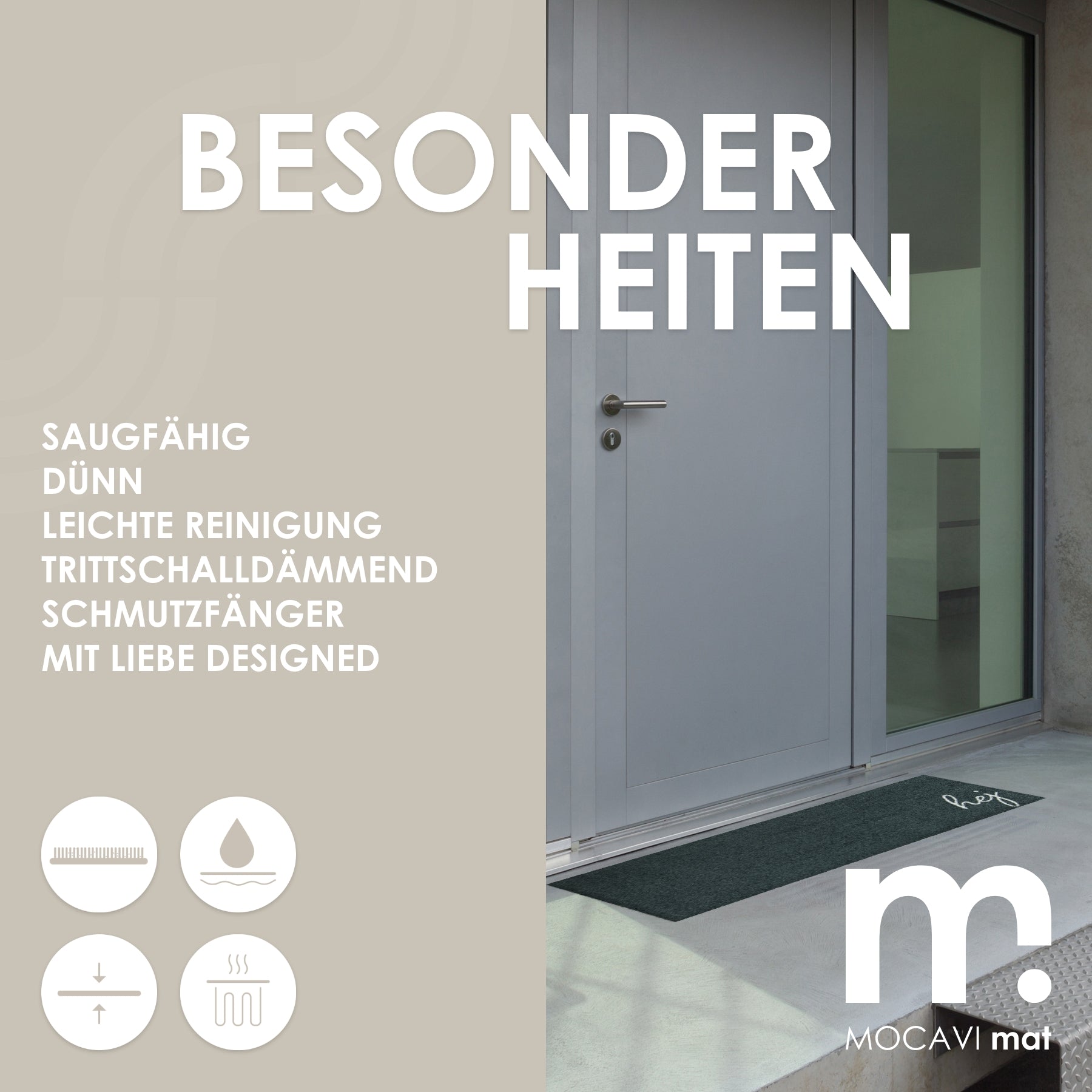 Läufer klein 45 x 70 cm Mat Hej hellgrau mit Rand
