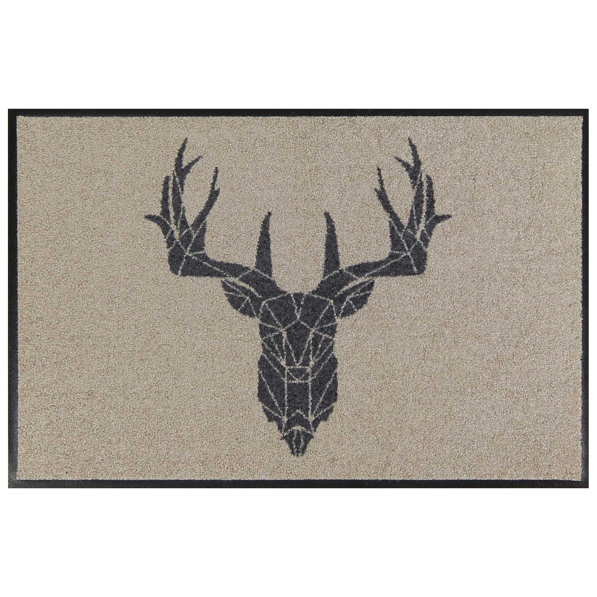 Fußmatte waschbar outdoor Hirsch mit Rand beige