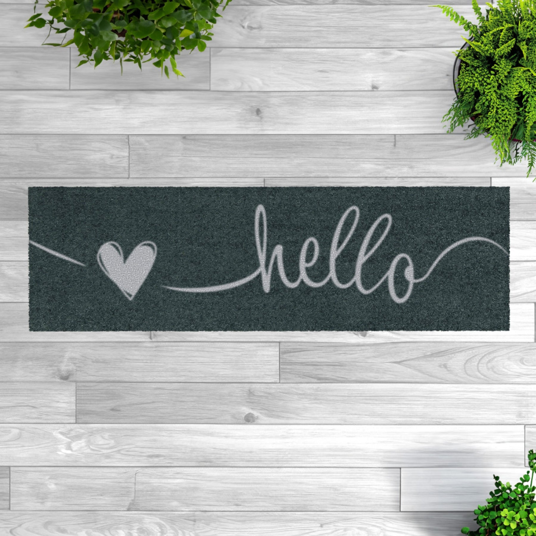 Läufer klein 30x100 Mat Schuhparkplatz Hello anthrazit