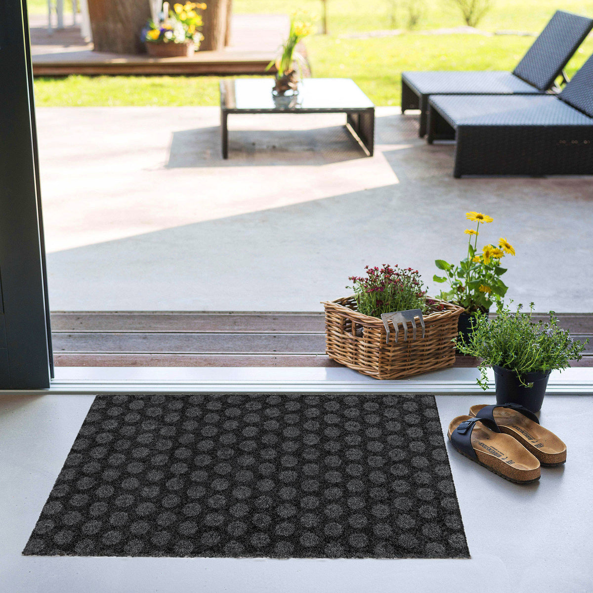Fußmatte 50 x 70 cm Mat Punkte anthrazit randlos