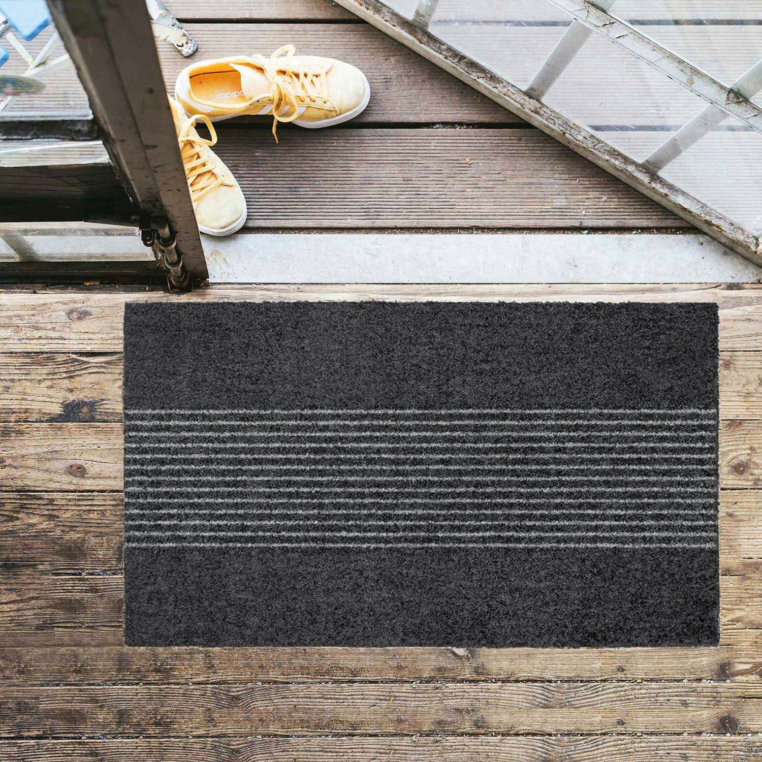 Sauberlaufmatte innen und außen anthrazit gestreift