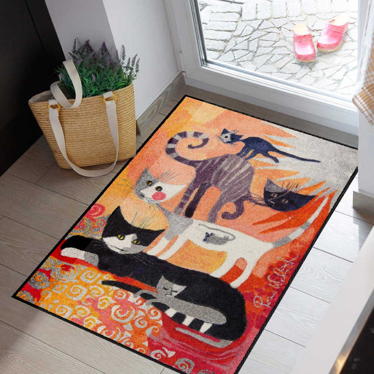 Fußmatte 75x120 Rosina Wachtmeister Katzenturm orange