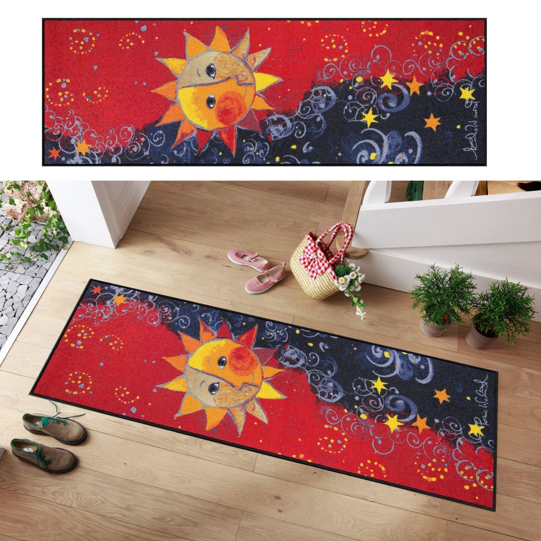 Rosina Wachtmeister Motiv Sonne Sole remake Läufer rot auf Parkett