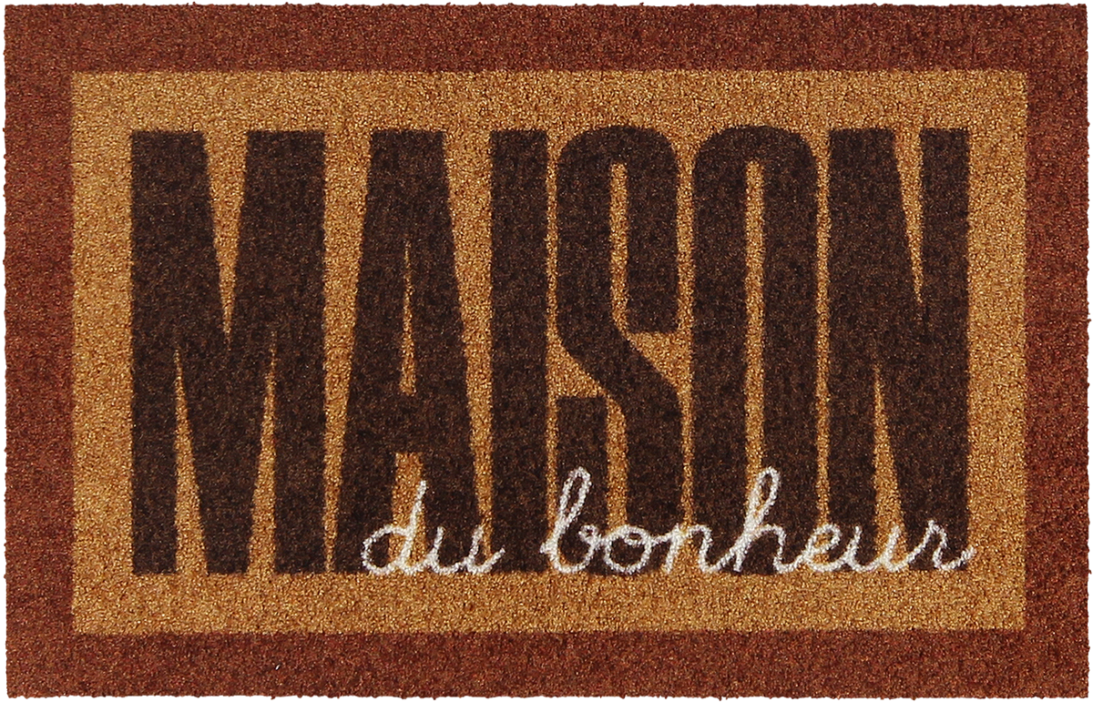 Salonloewe Fußmatte mit Schriftzug „Maison du bonheur“ in Braun und Beige