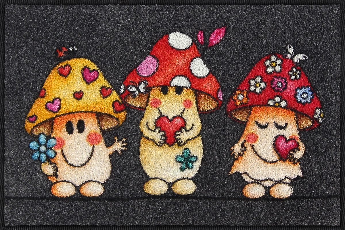 Eingangsmatte 50x75 Funky Mushrooms Dunkelbraun