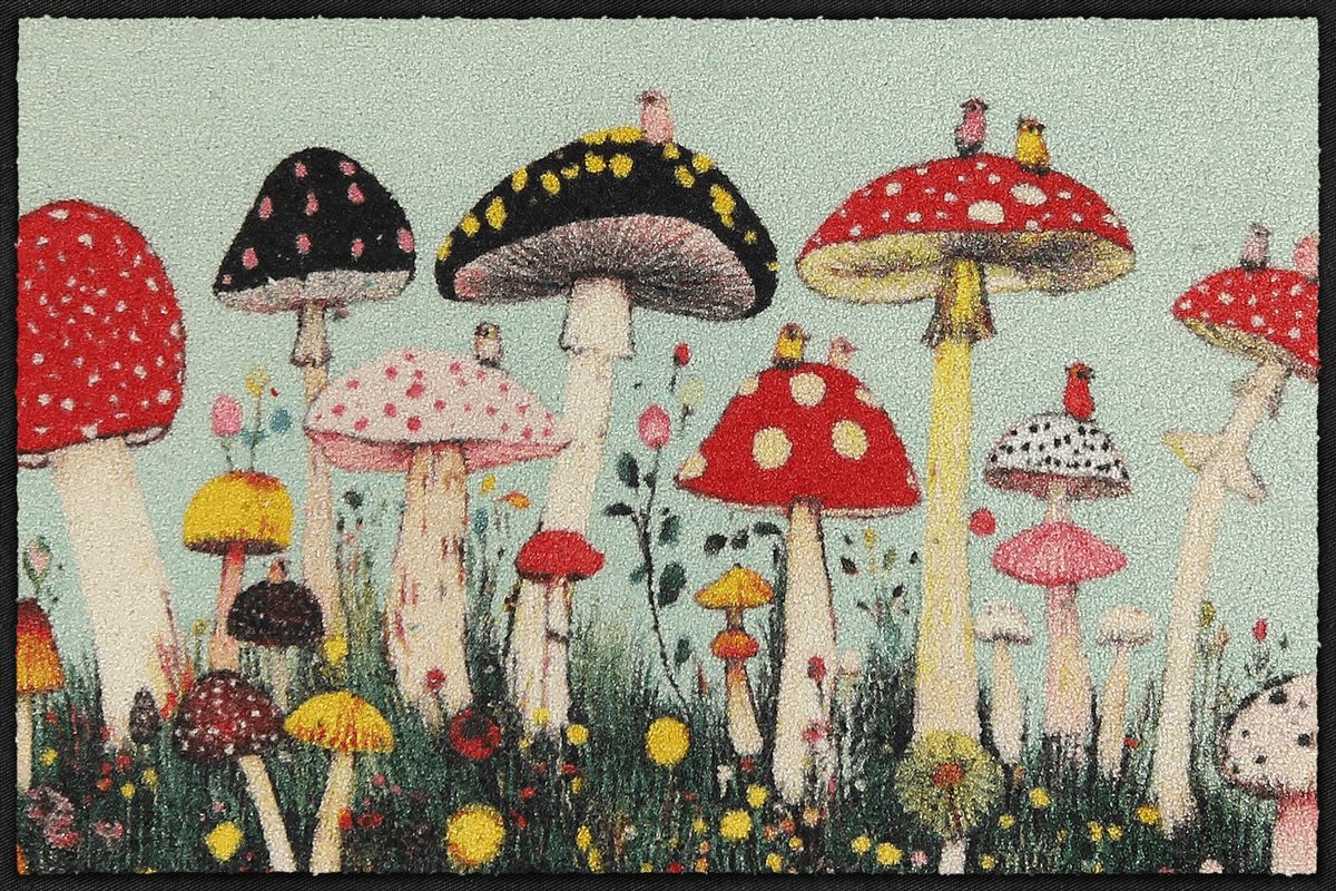 Fußmatte 50x75 Fantasy Mushrooms hellblau