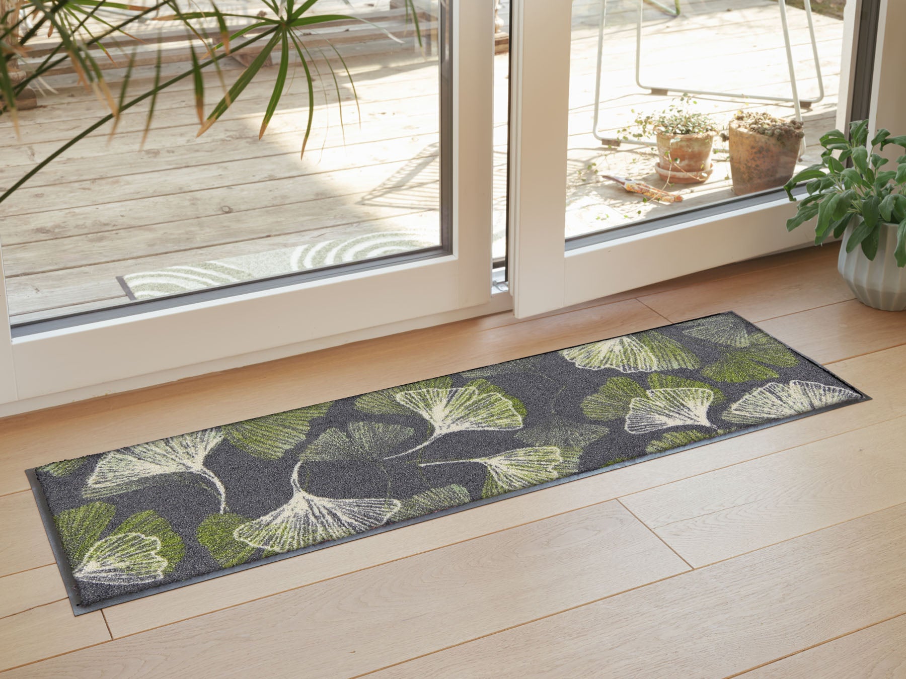 Läufer klein 30x100 Gingko Allover grey grau