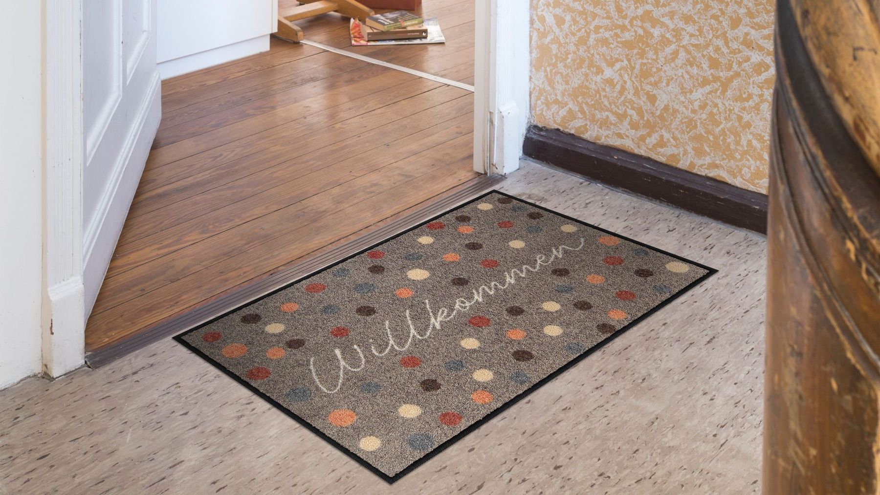 Fußmatte 50x75 Willkommen Dots