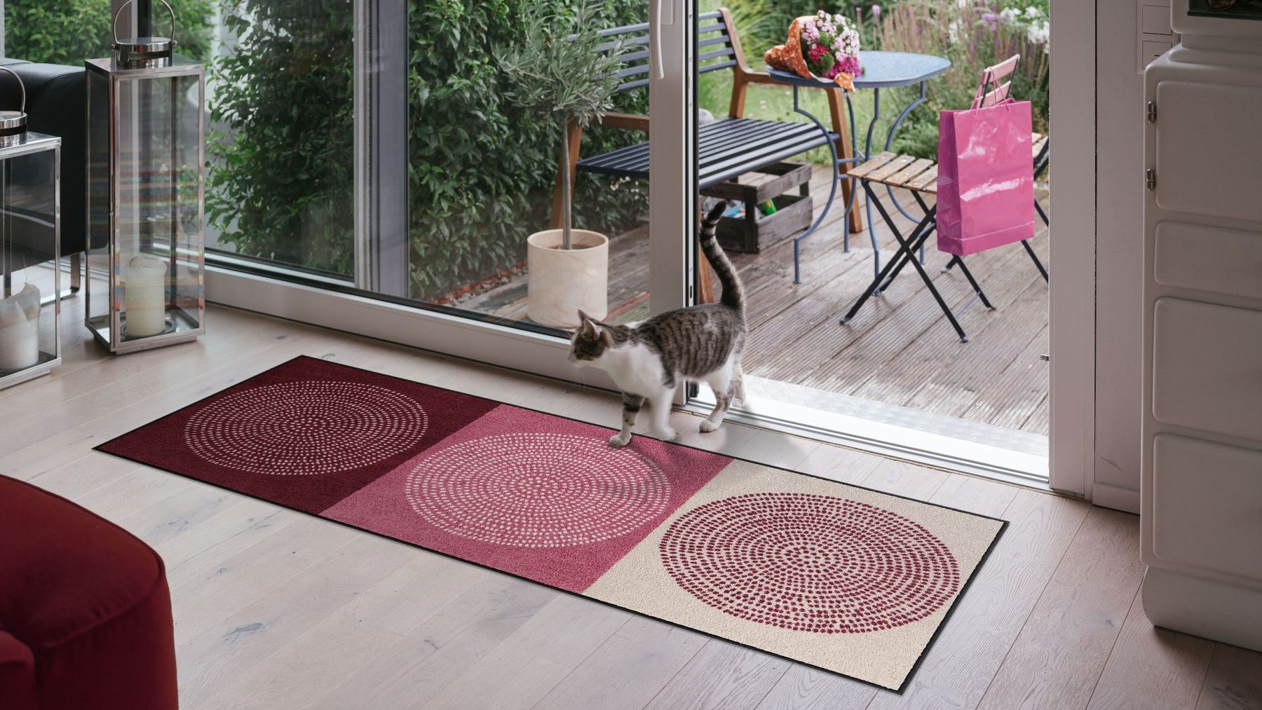 Salonloewe Balkonmatte Läufer Nestor rose 75x190 cm waschbar, rutschfest, modern