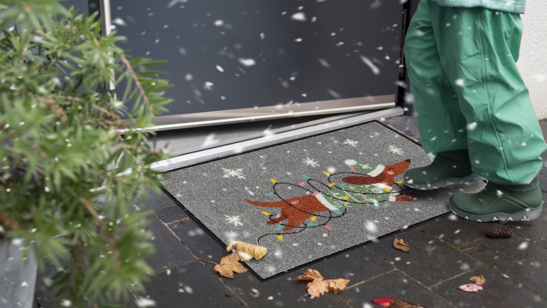 Fußmatte 50x75 Jingle Dog grau