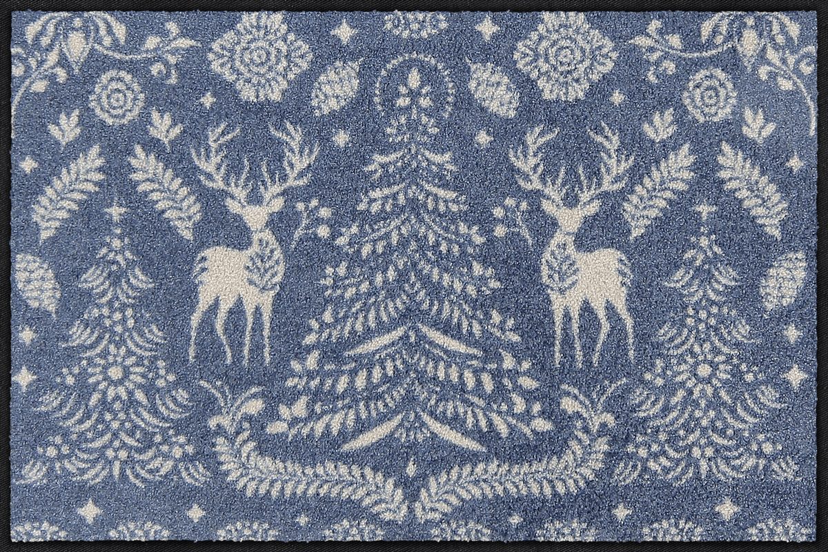 Fußmatte 50x75 Scandi Forest blue rot