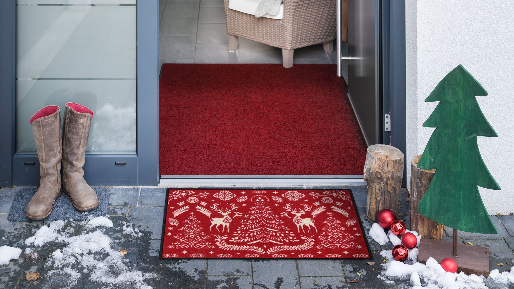 Fußmatte 50x75 Scandi Forest red grau