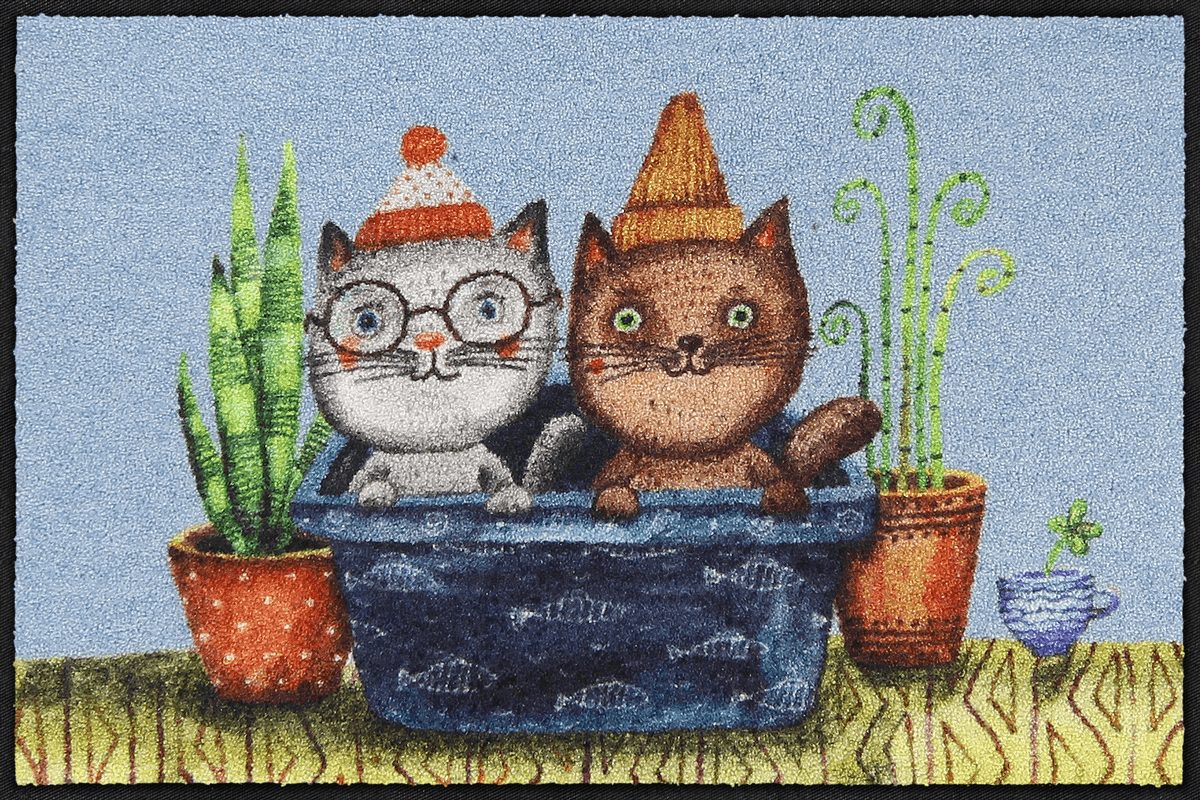 Fußmatte 50x75 Trouble-Cats rot