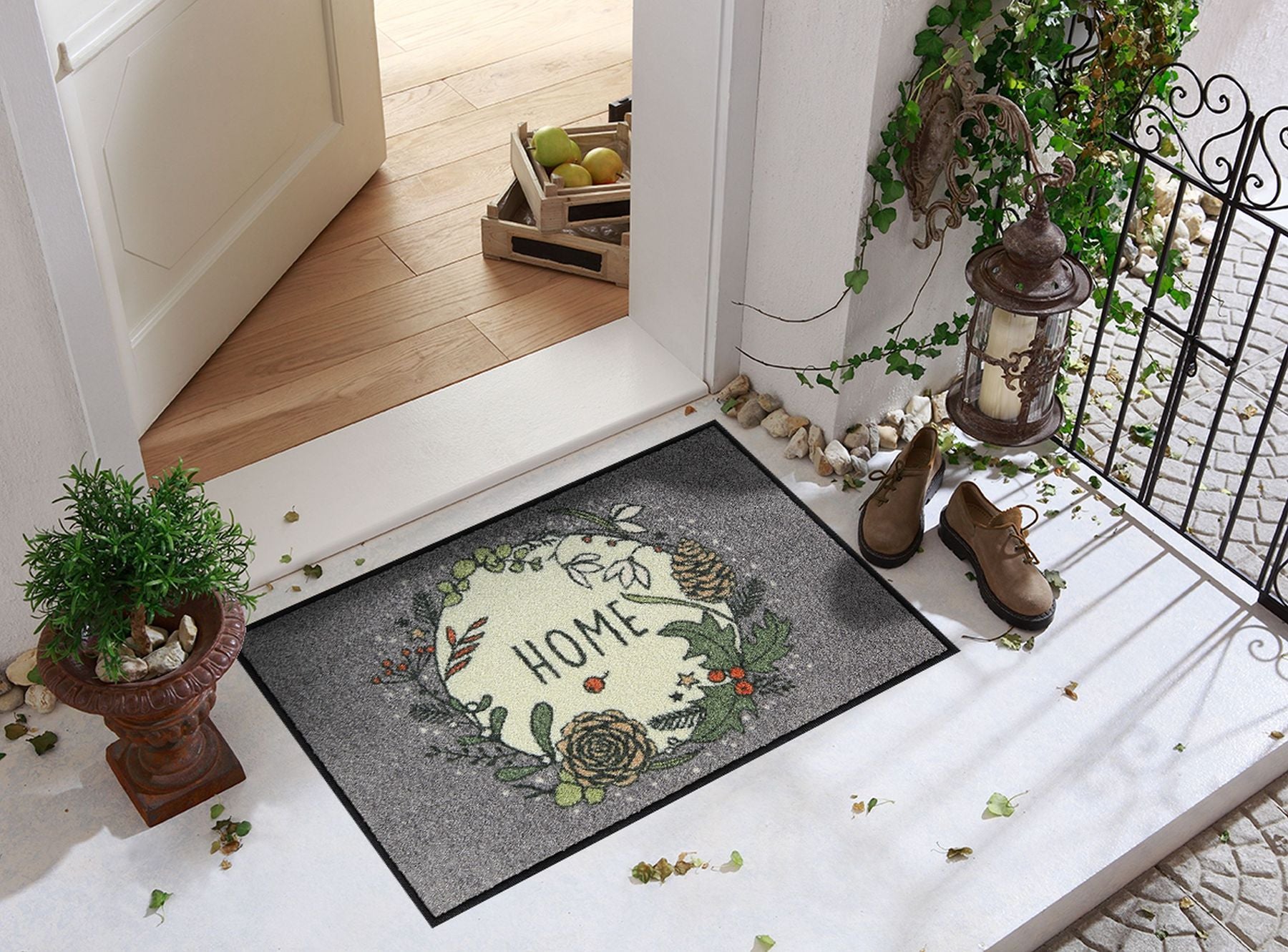 Fußmatte 50x75 Winter Home grey braun