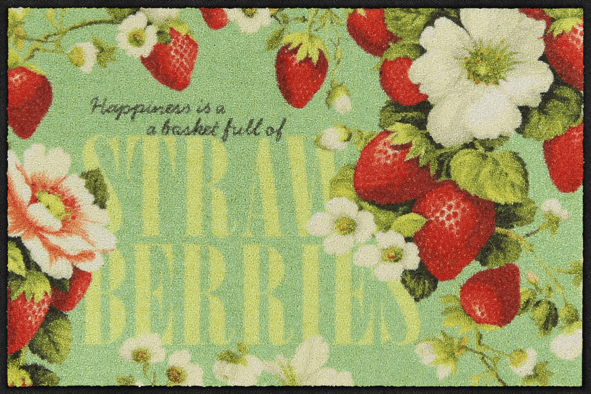 Fußmatte 50x75 Happy Strawberry grün