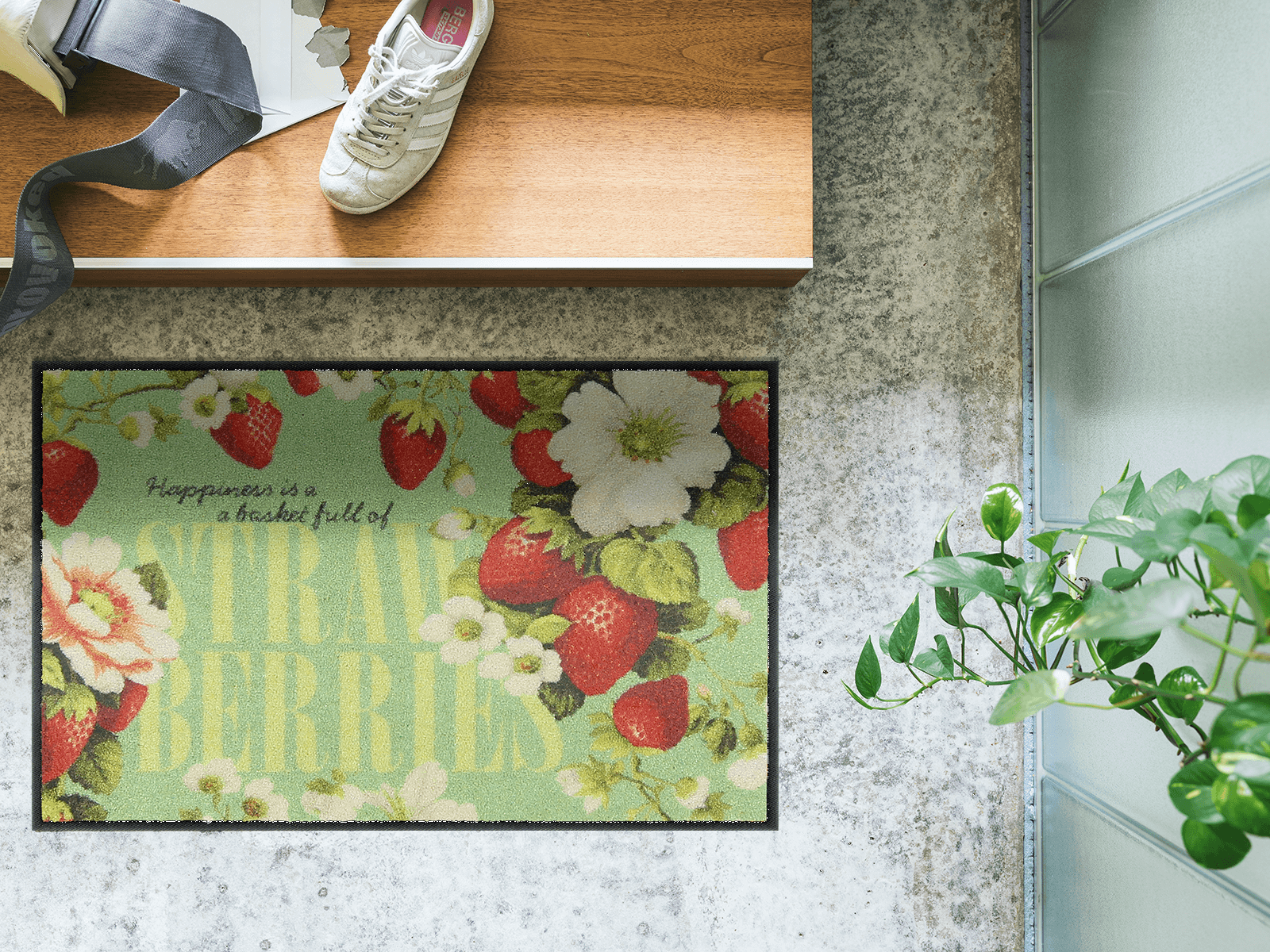 Fußmatte 50x75 Happy Strawberry grün