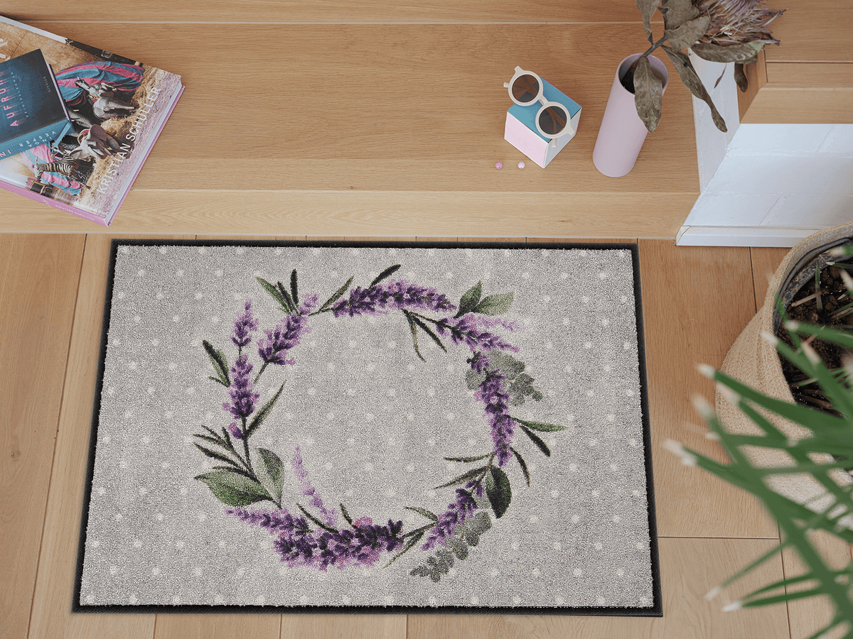 Fußmatte 50x75 Lavender Wreath grau
