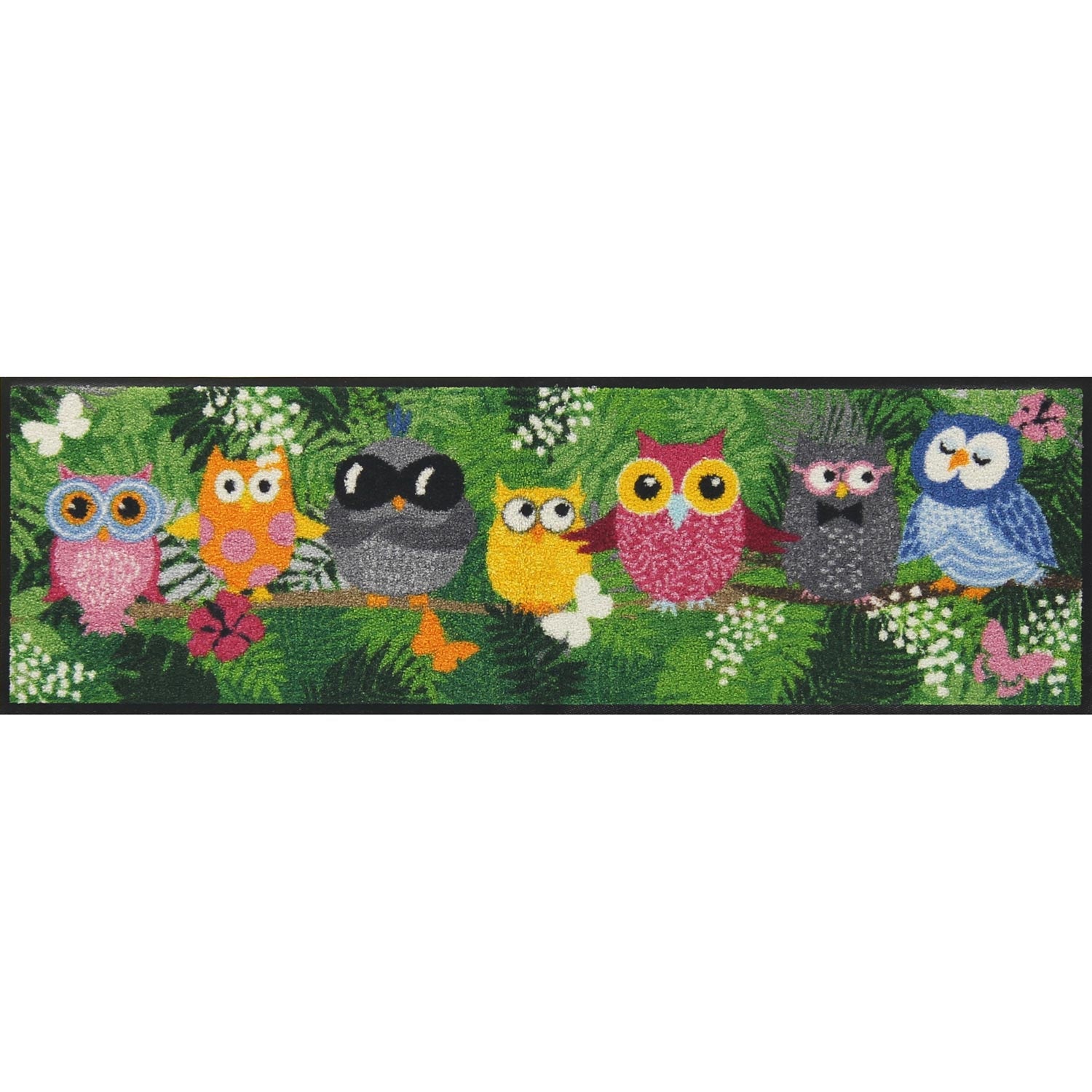 Läufer klein 30x100 Dschungeleulen grün