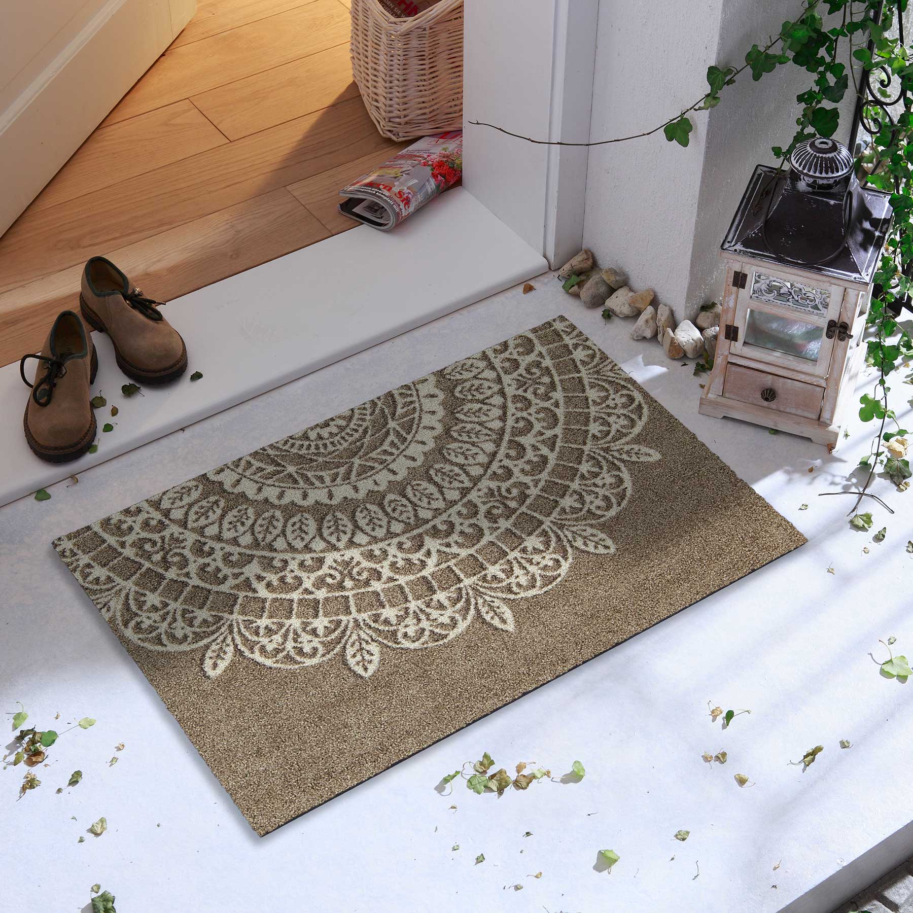 Fußmatte 50 x 75 cm Elena taupe beige randlos