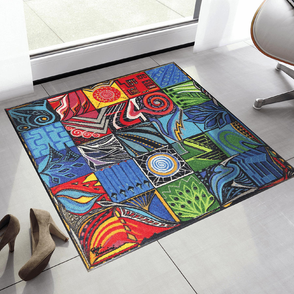 Fußmatte 85x85 Gemelli blau quadratisch