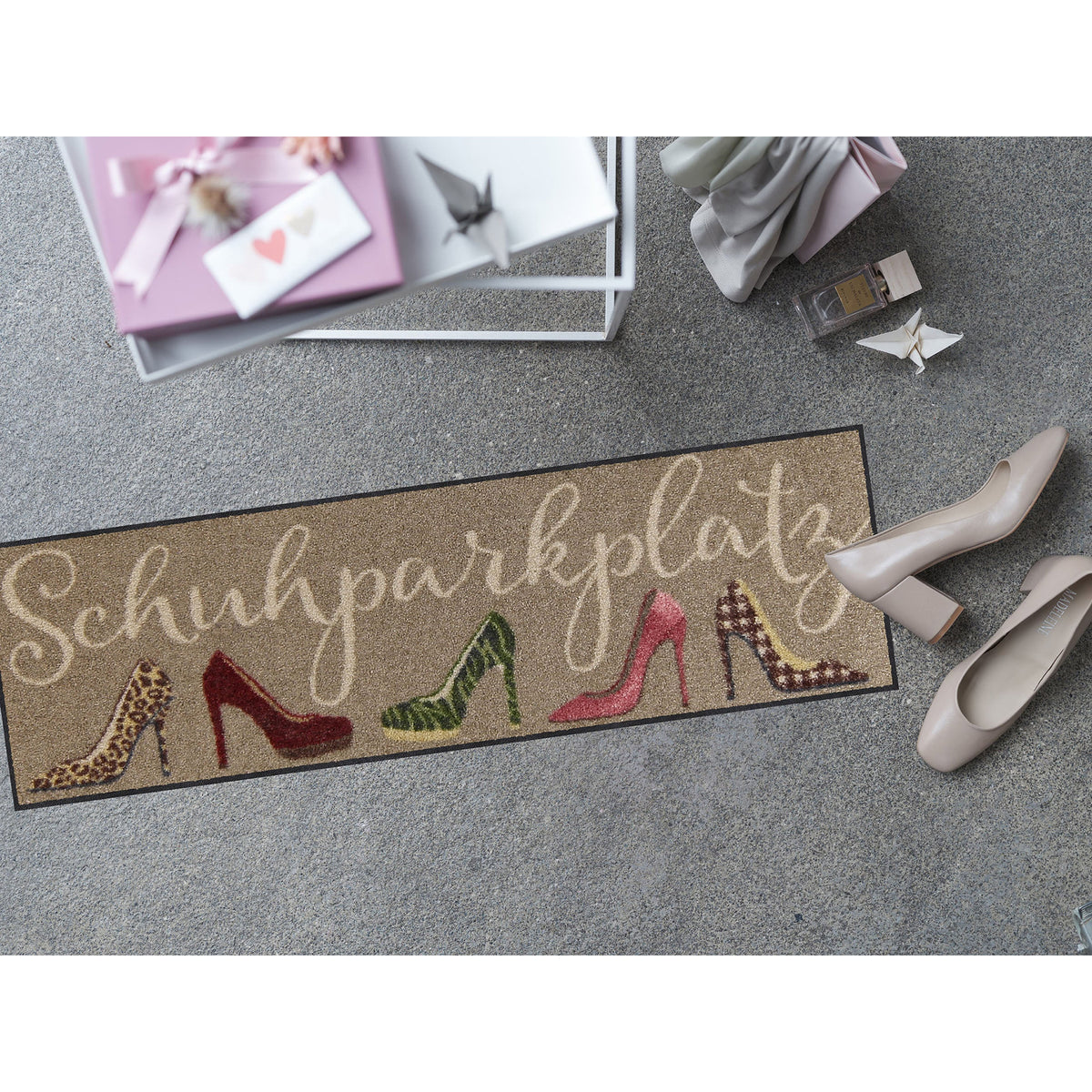 Läufer klein 30x100 Stiletto Parkplatz taupe