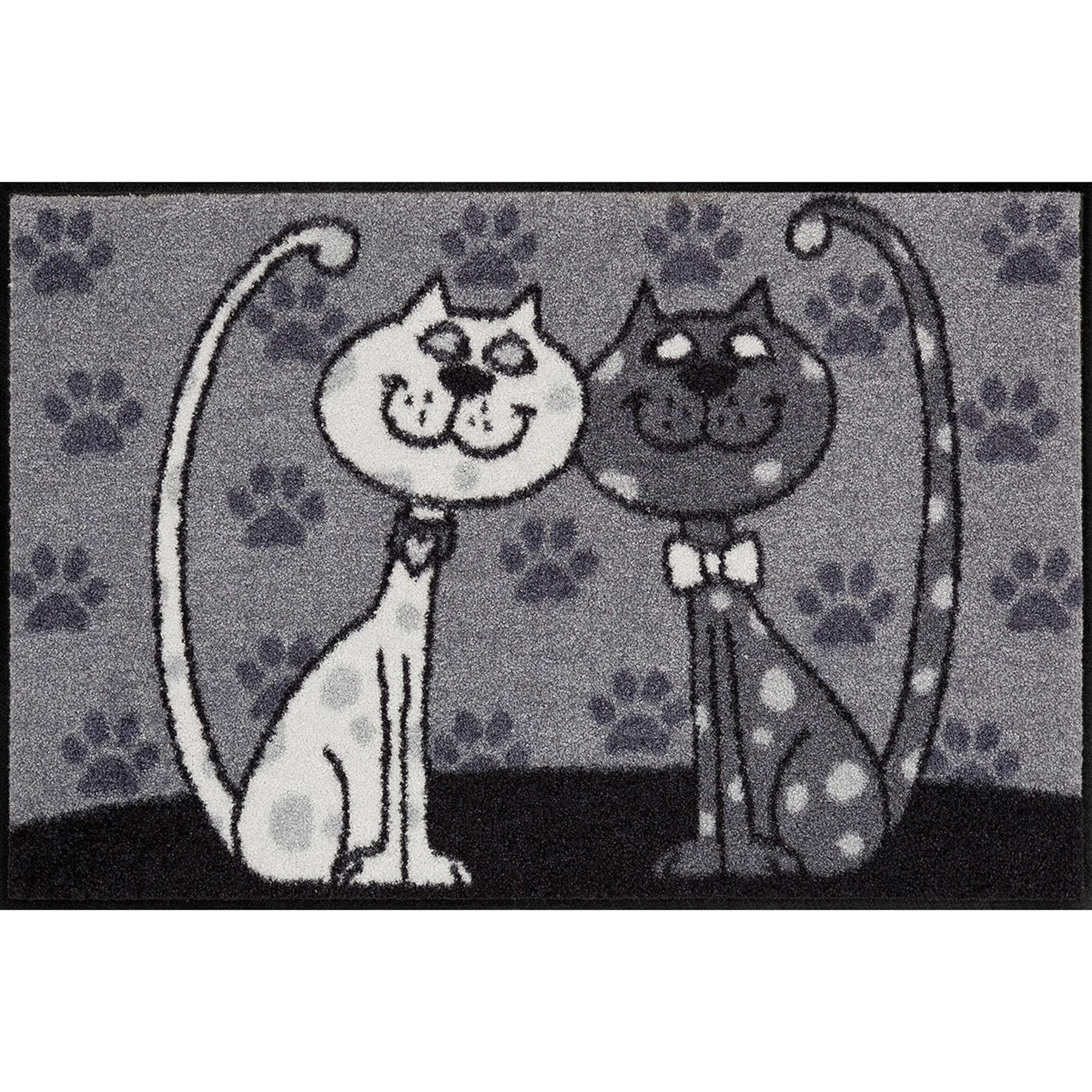 Fußmatte 50x75 Katzenpärchen grau