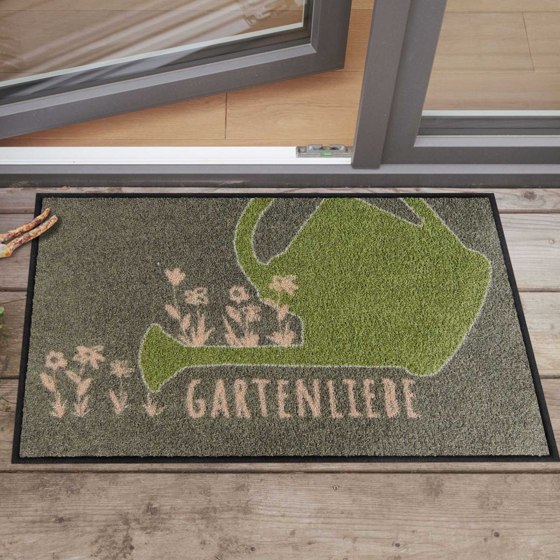 Fußmatte 50x75 Gartenliebe grün-apricot grau