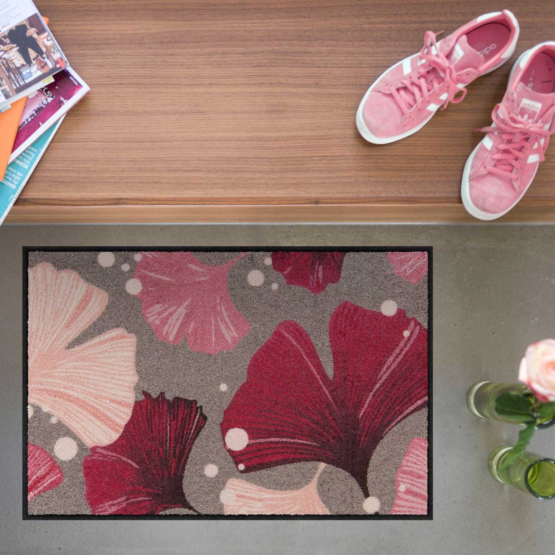 Fußmatte 50x75 Ginkgo Dance rose rosa