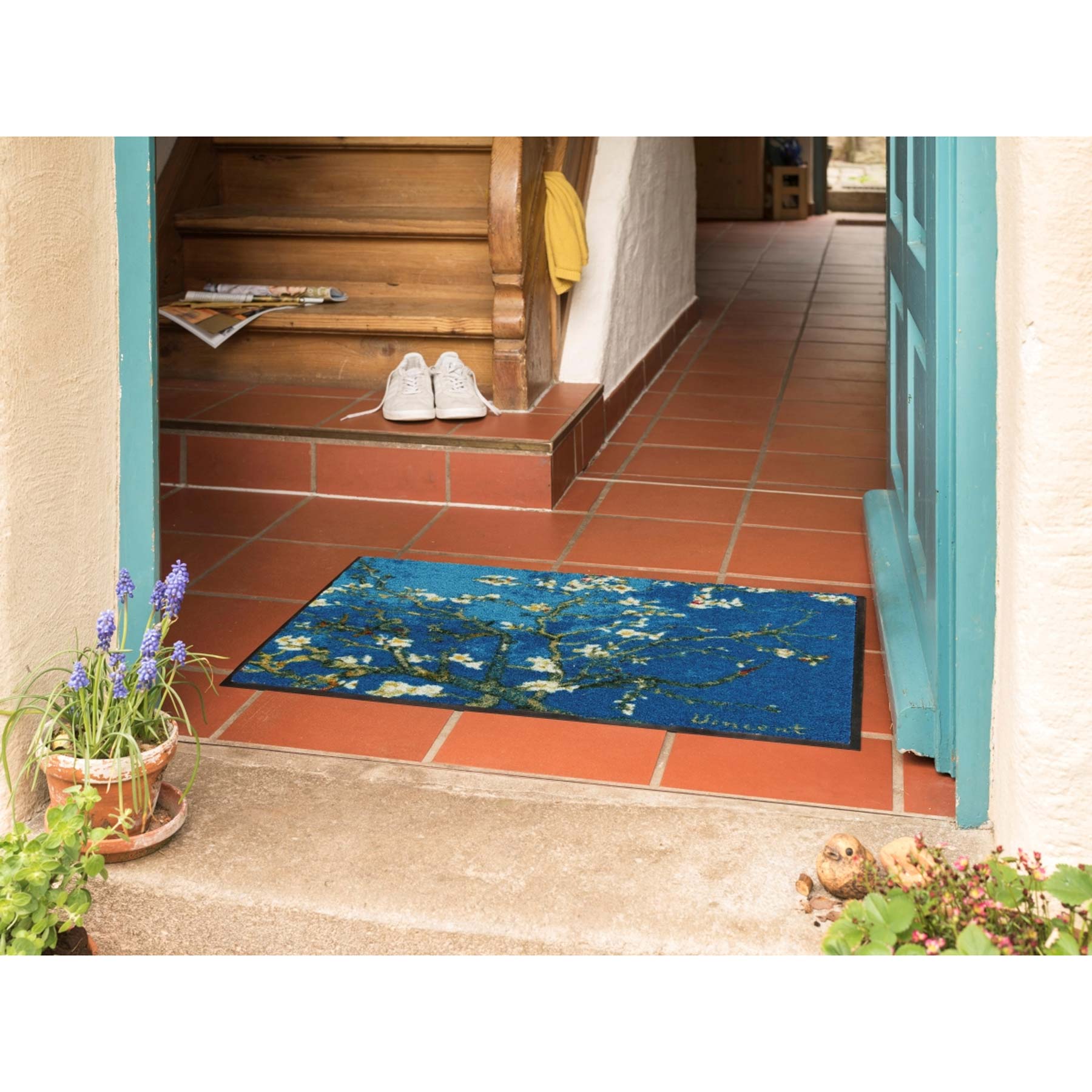 Fußmatte 50x75 Mandelbaum türkis blau