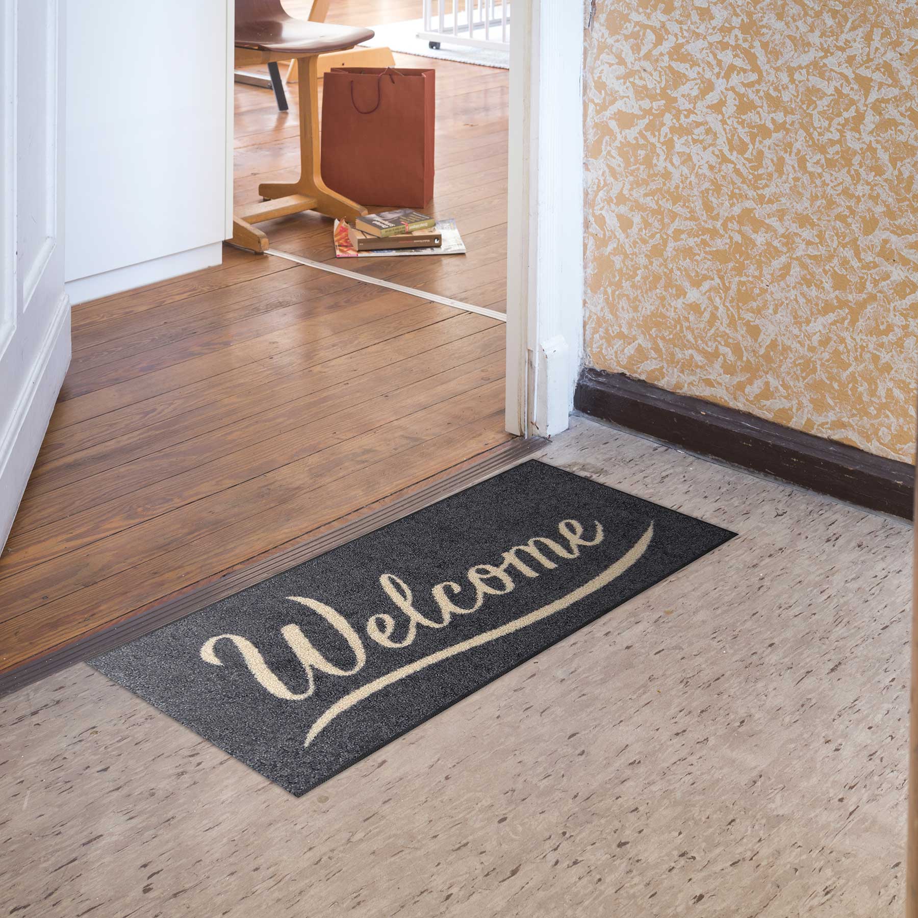 Fußabtreter klein 30x75 Simply Welcome grey anthrazit
