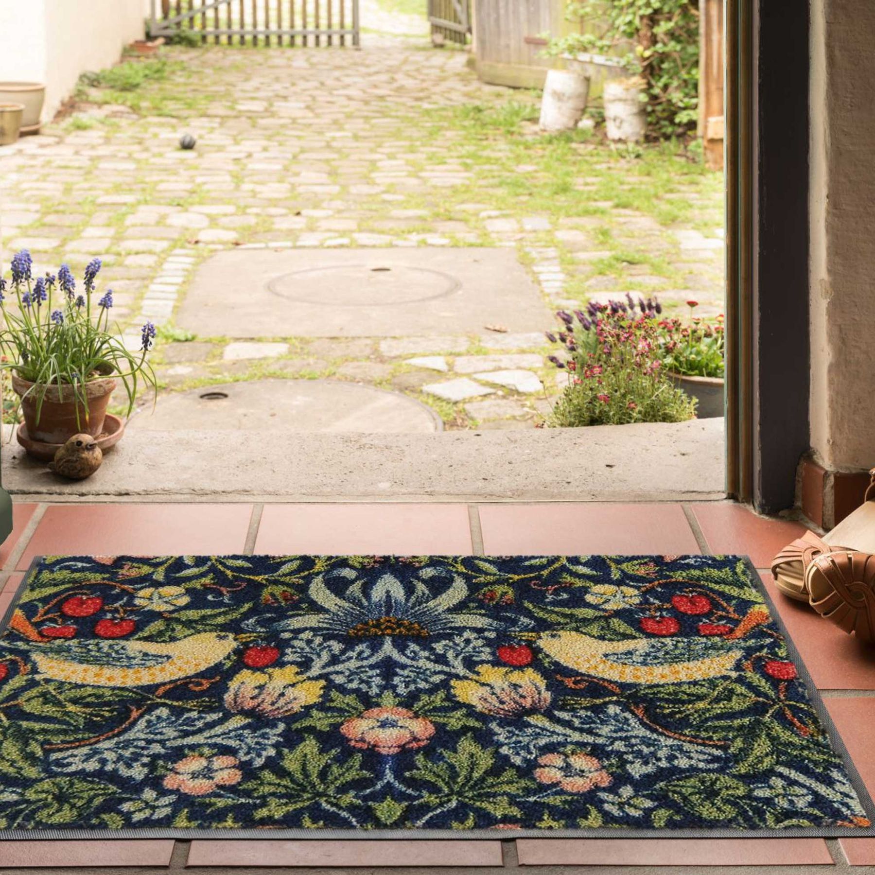 Fußmatte 50x75 Strawberry Thief blue