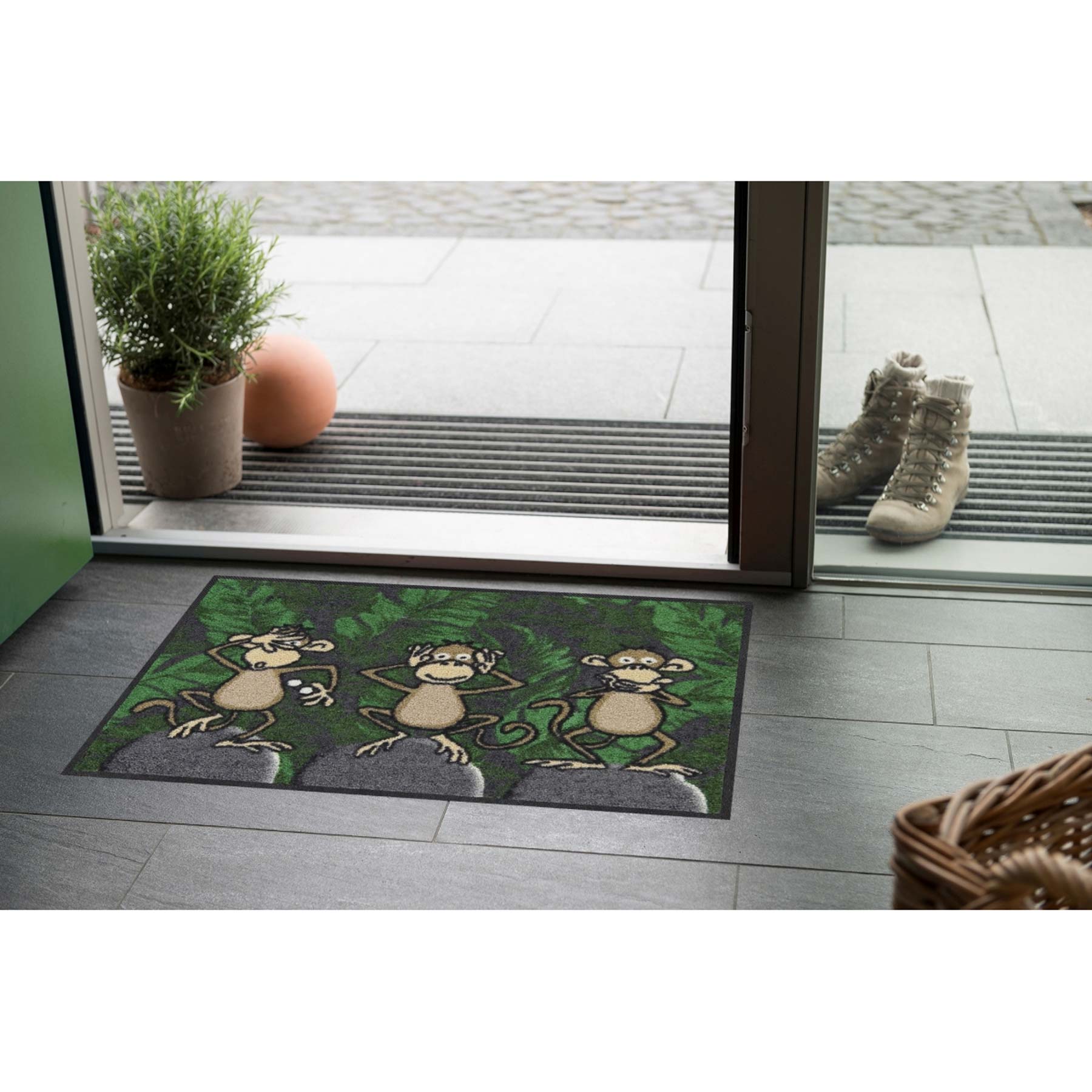 Fußmatte 50x75 Three Monkeys braun