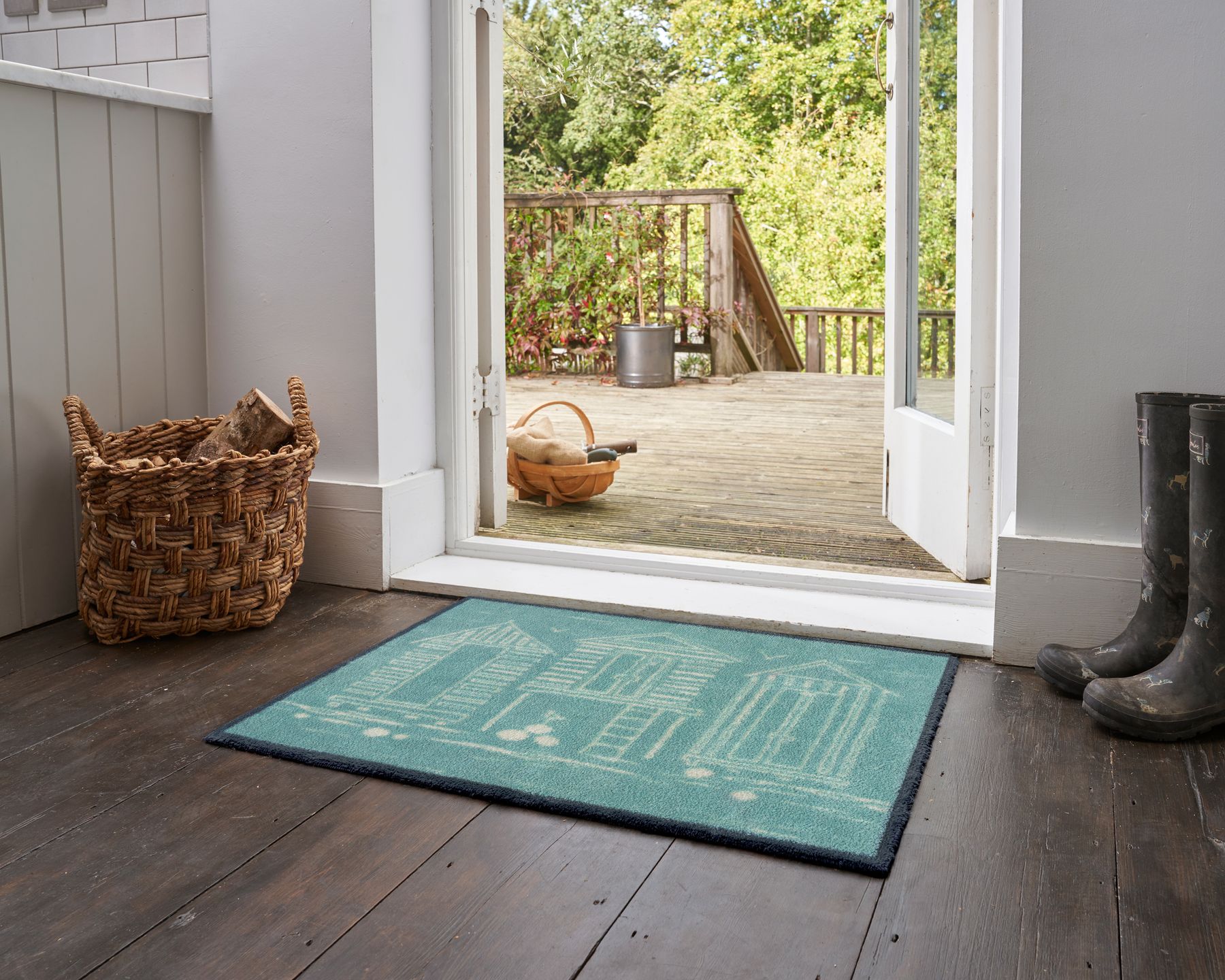 Fußmatte 60x85 Beach Huts Blue blau