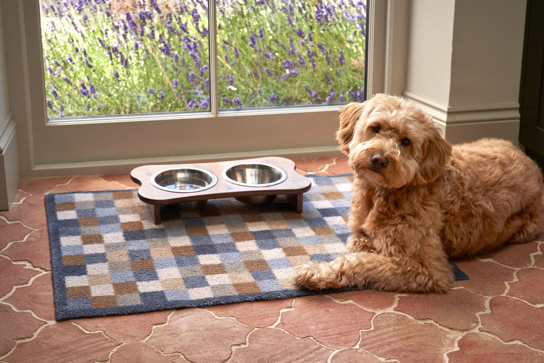 Fußmatte 60x85 Neutral Squares blau