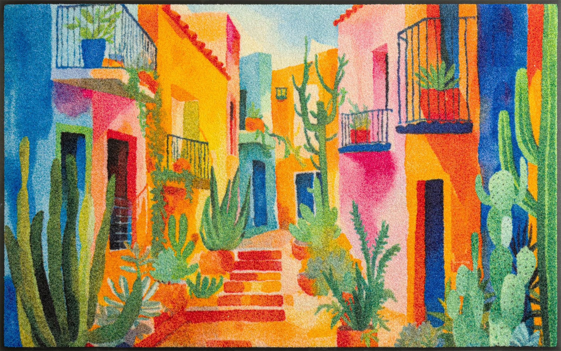 Fußmatte 75x120 Casas de Colores blau