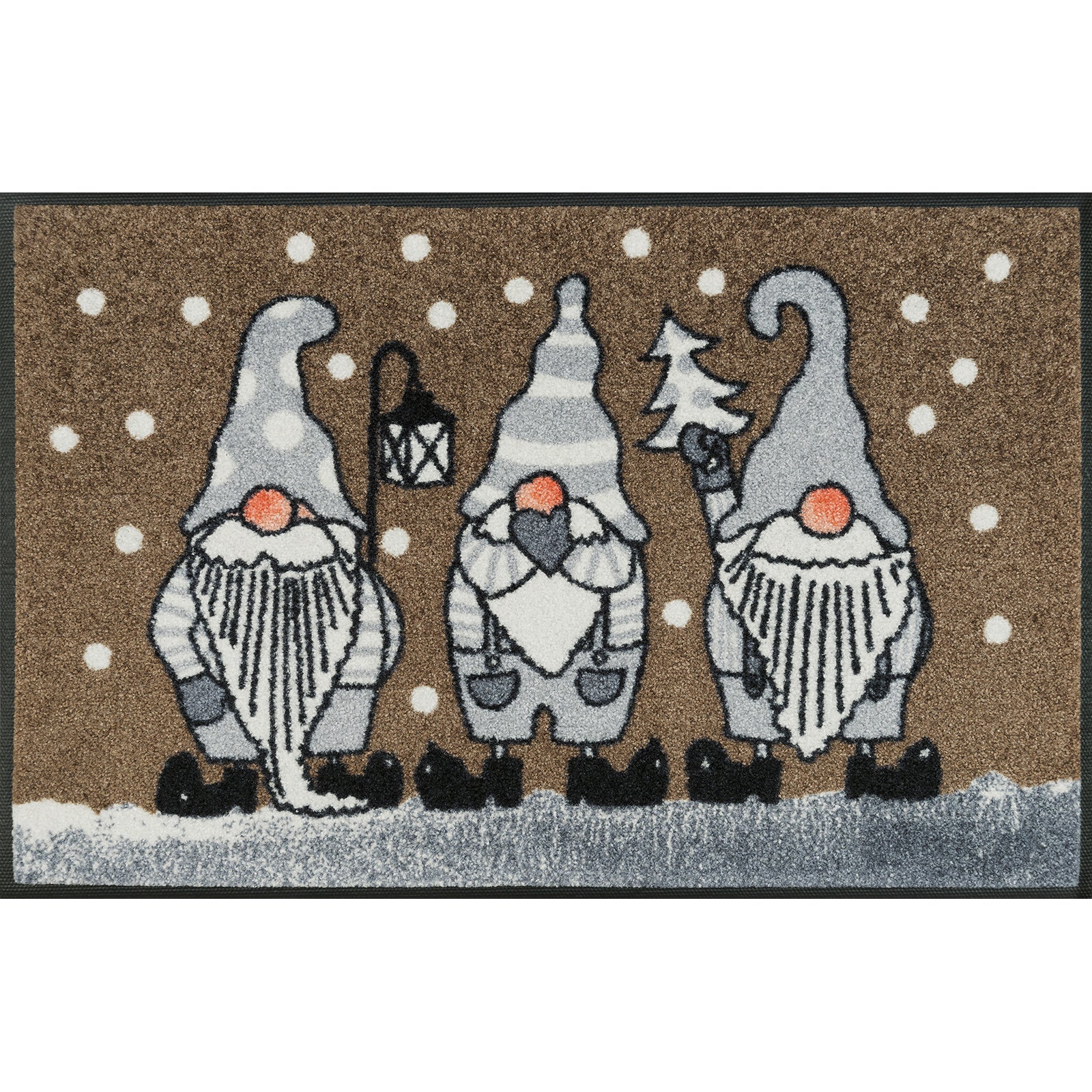 Fußmatte waschbar Winterzwerge taupe 50 x 75