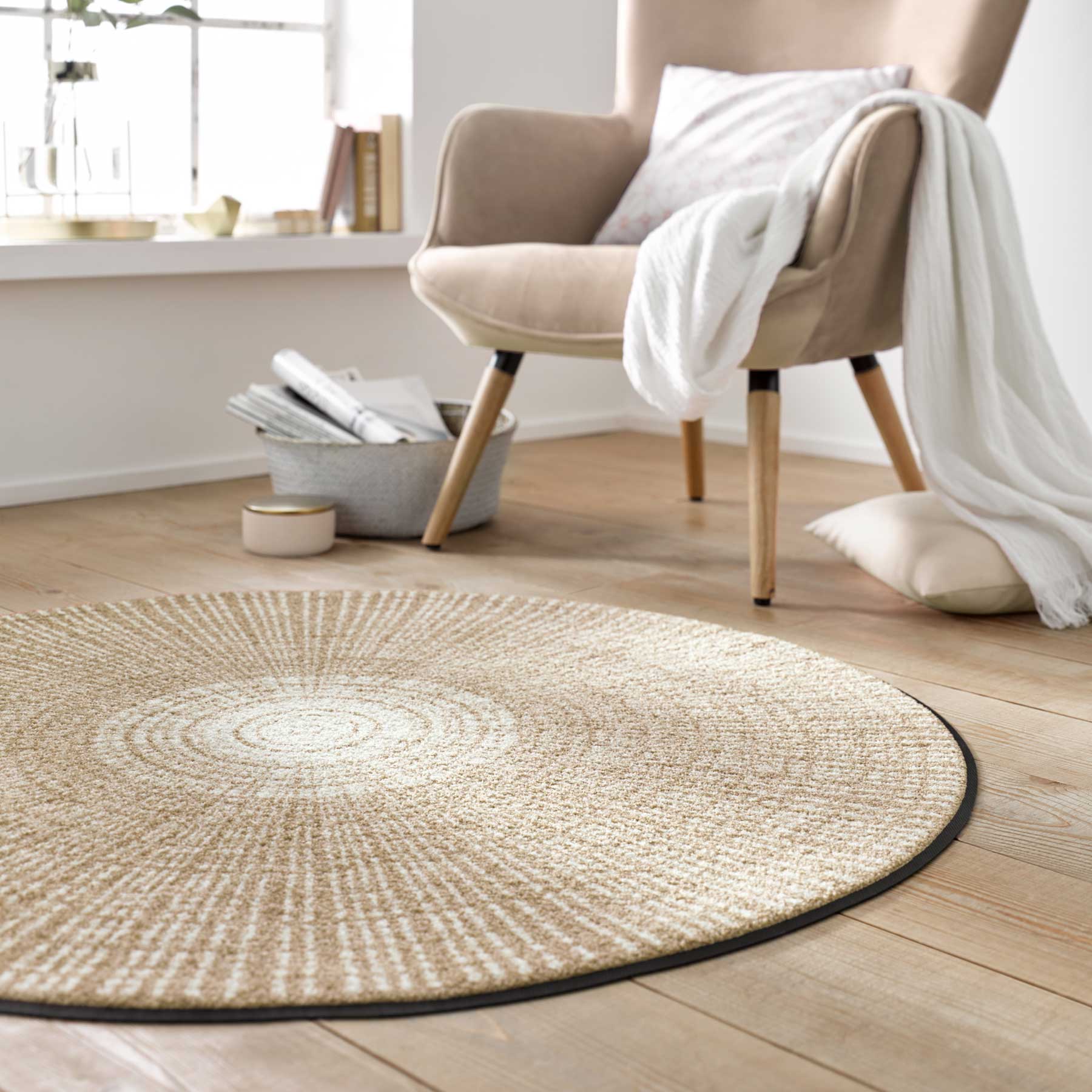 Matte rund 115x115 Cascara beige