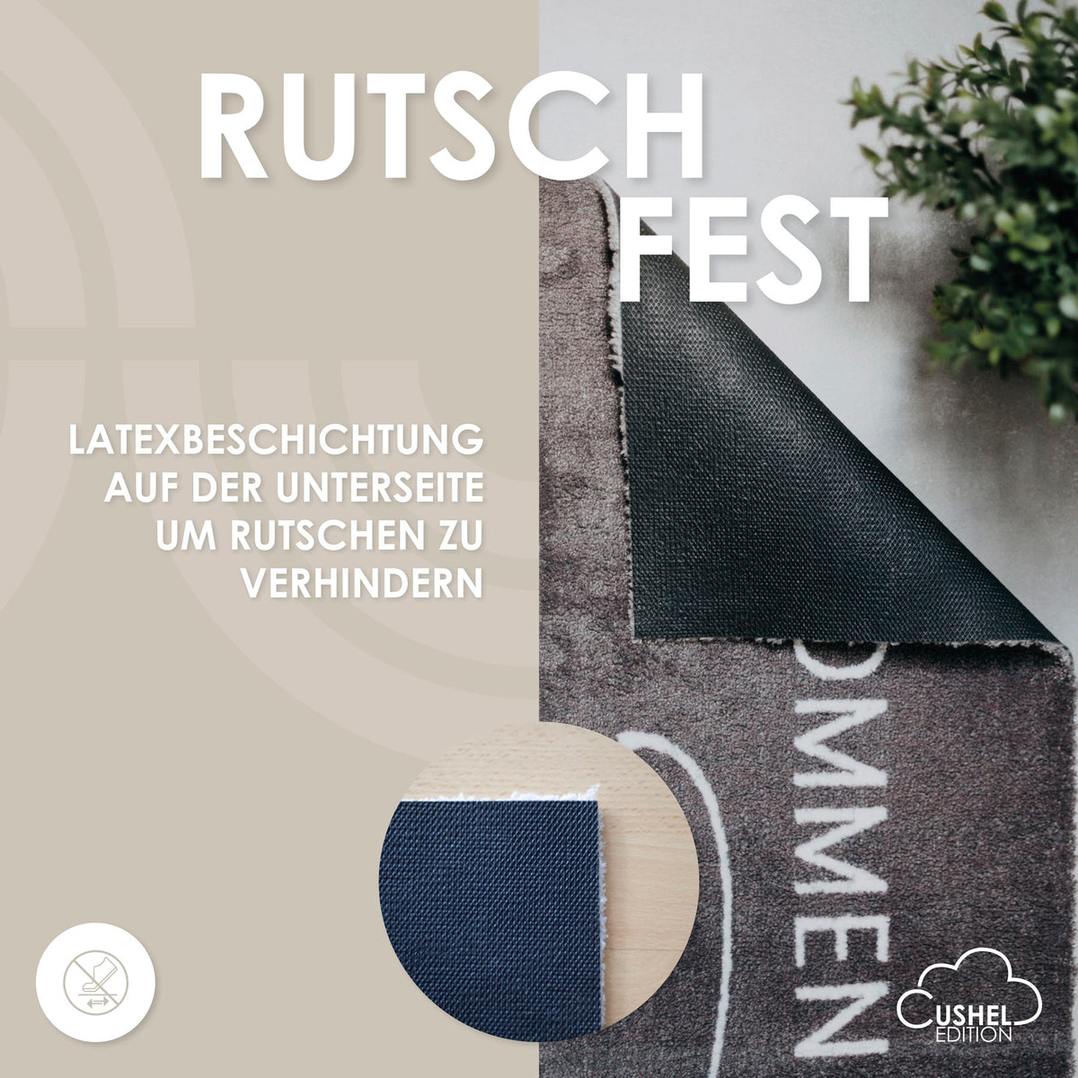 Fußmatte Cushel Hej anthrazit 35x100