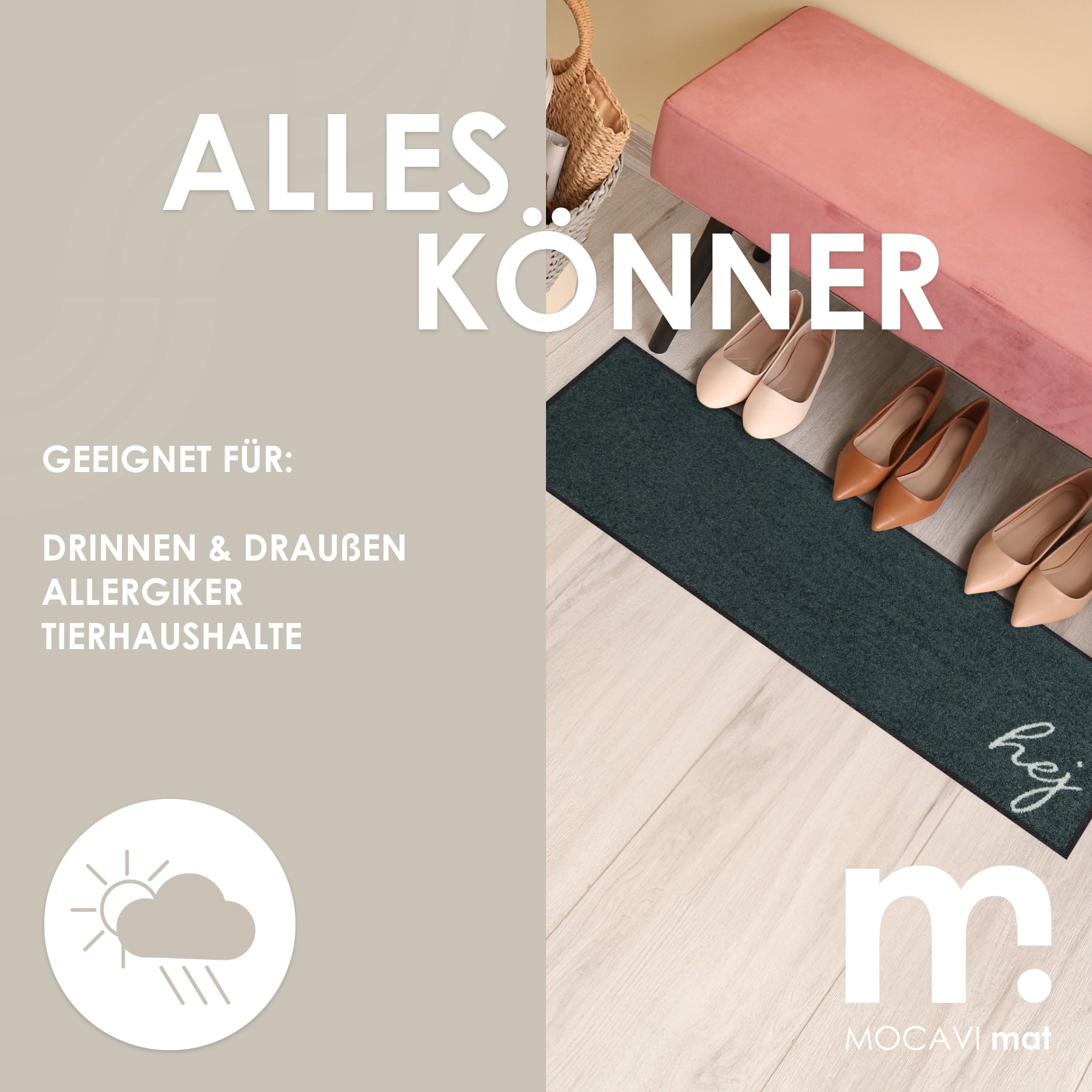 Läufer klein 30x100 Mat Hej mit Rand anthrazit