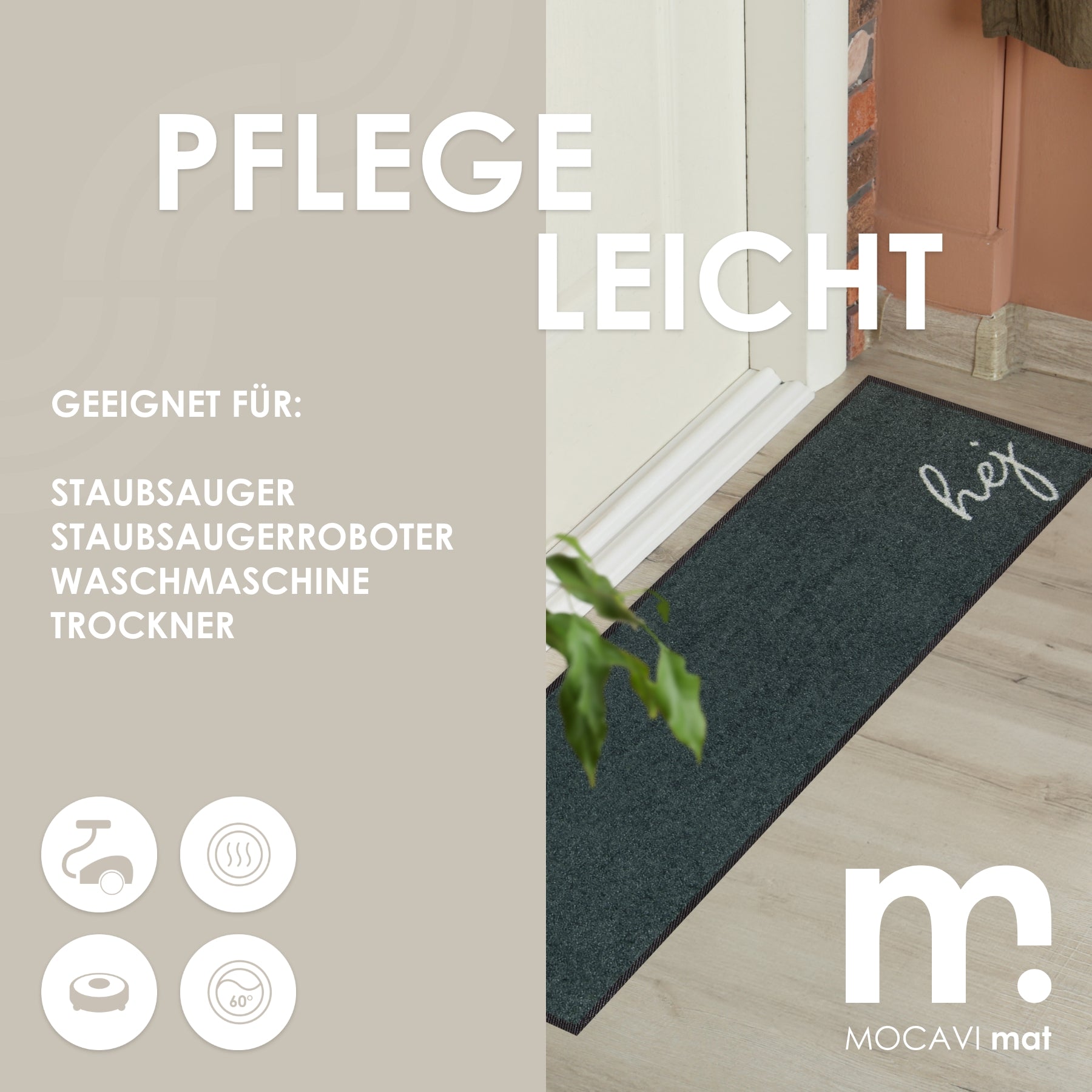 Läufer klein 30x100 Mat Hej mit Rand anthrazit
