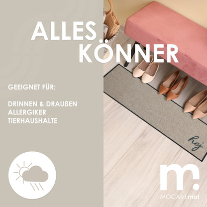 Läufer klein 30x100 Mat Hej beige mit Rand