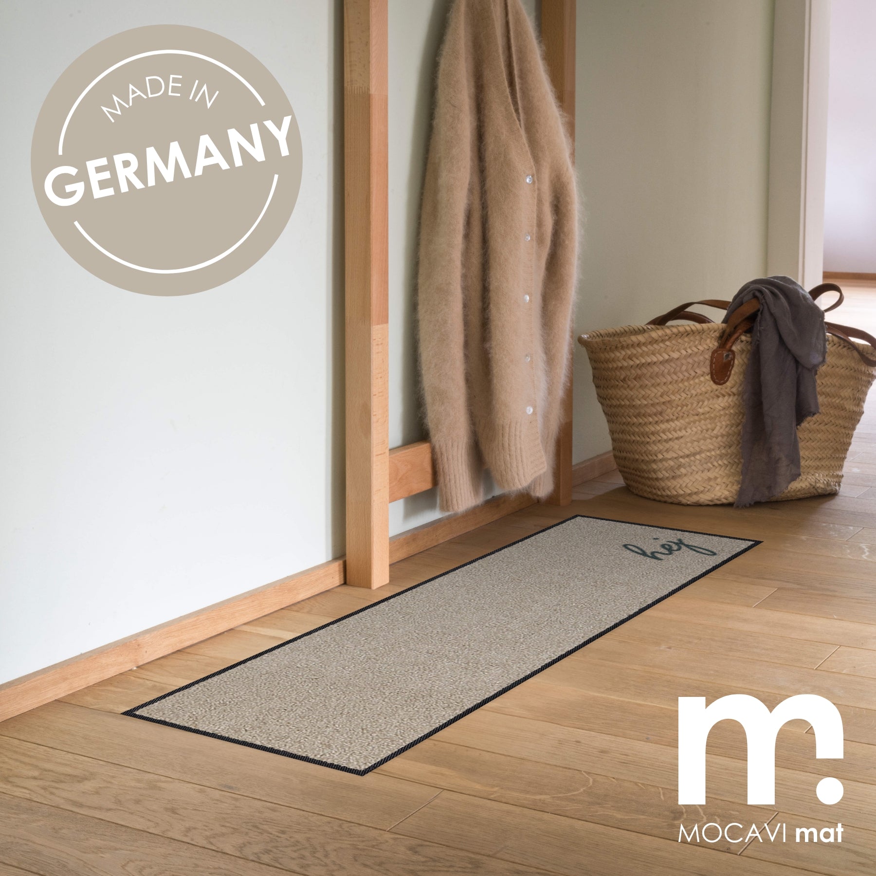 Läufer klein 30x100 Mat Hej beige mit Rand