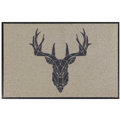 Fußmatte waschbar outdoor Hirsch mit Rand beige