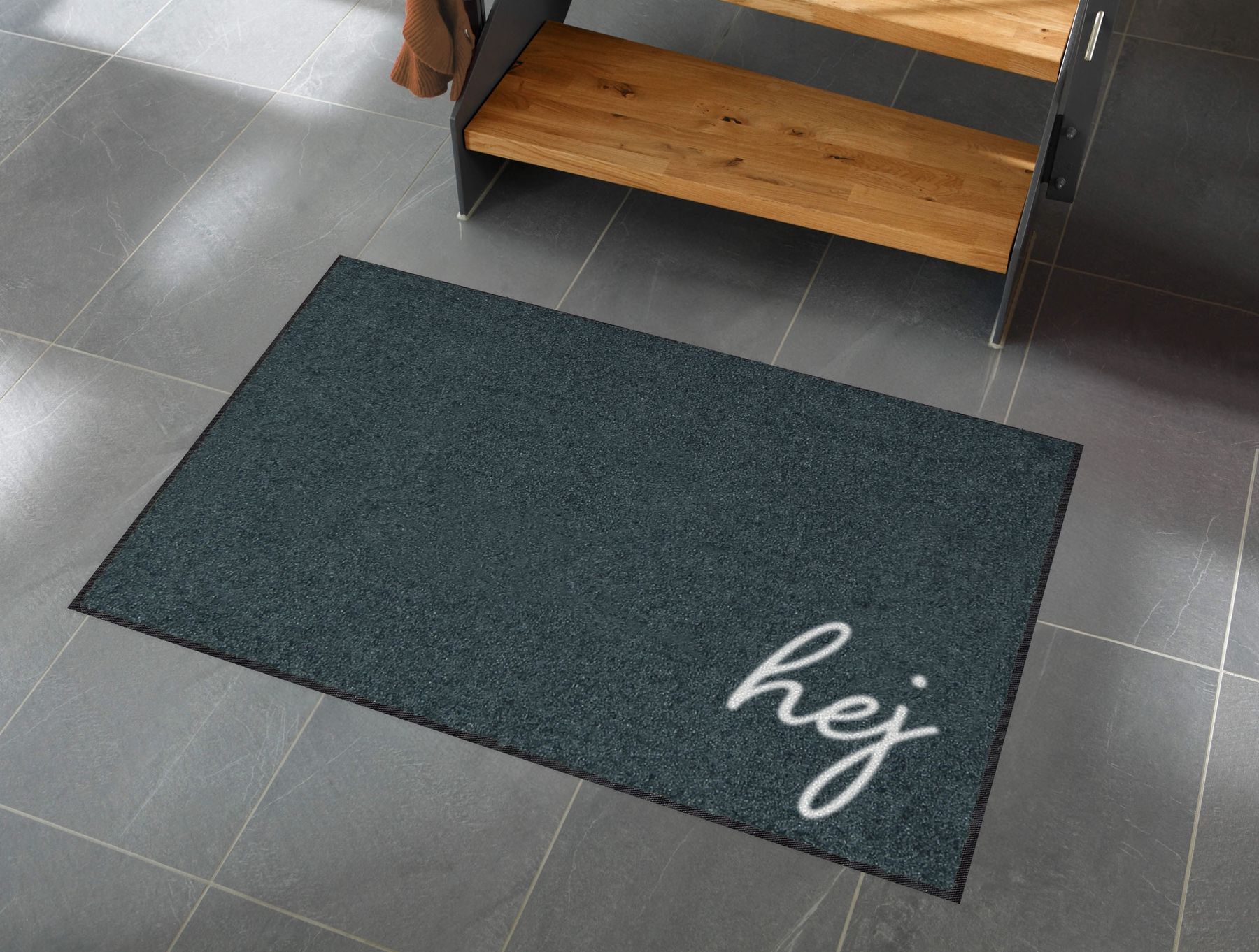 Läufer klein 60 x 85 cm Mat Hej anthrazit mit Rand