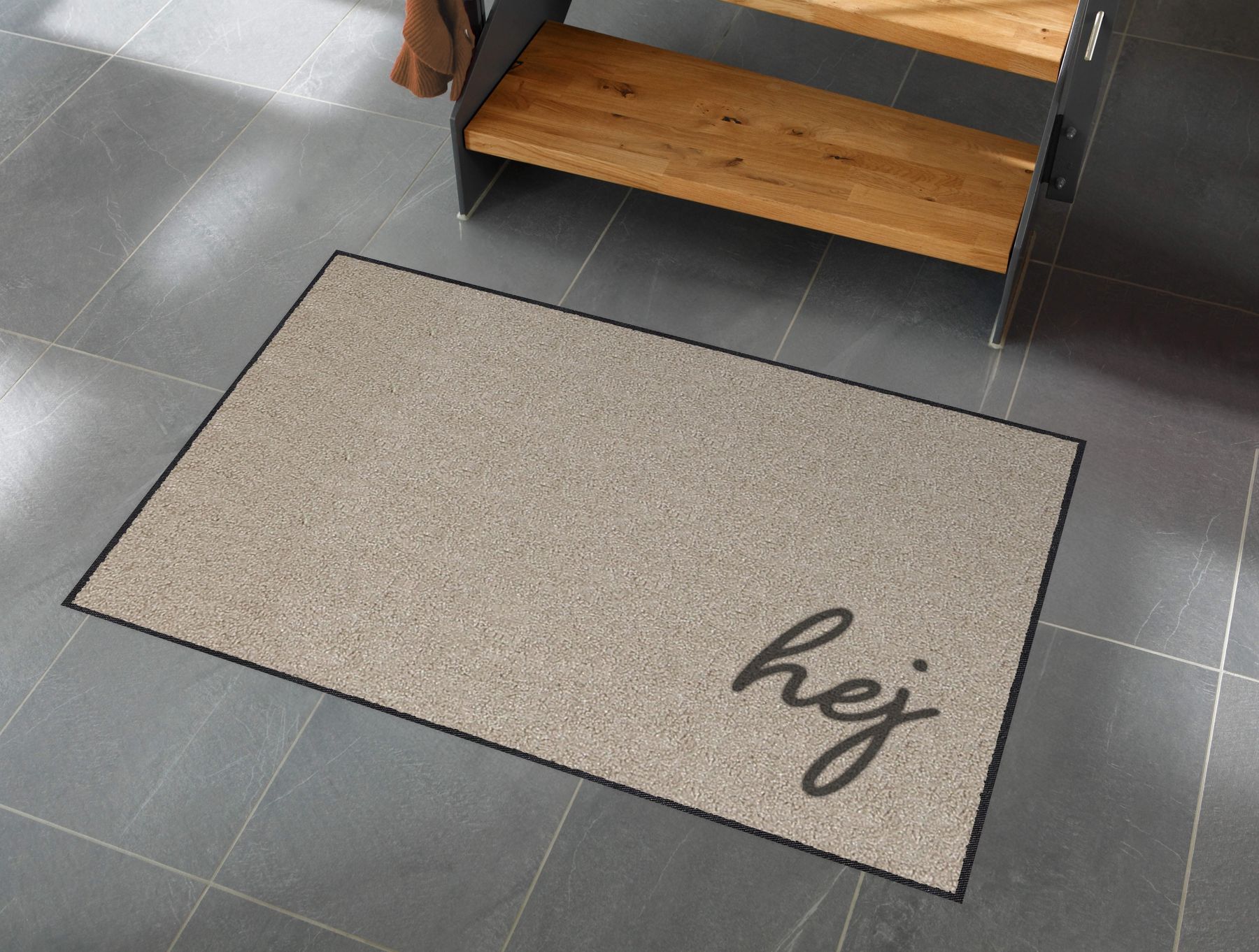 Läufer klein 60 x 85 cm Mat Hej beige mit Rand