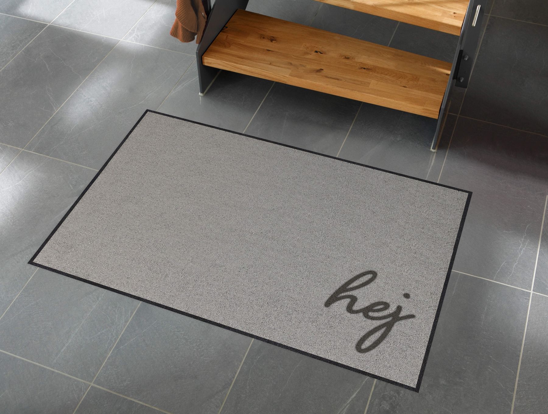 Läufer klein 60 x 85 cm Mat Hej  hellgrau  mit Rand