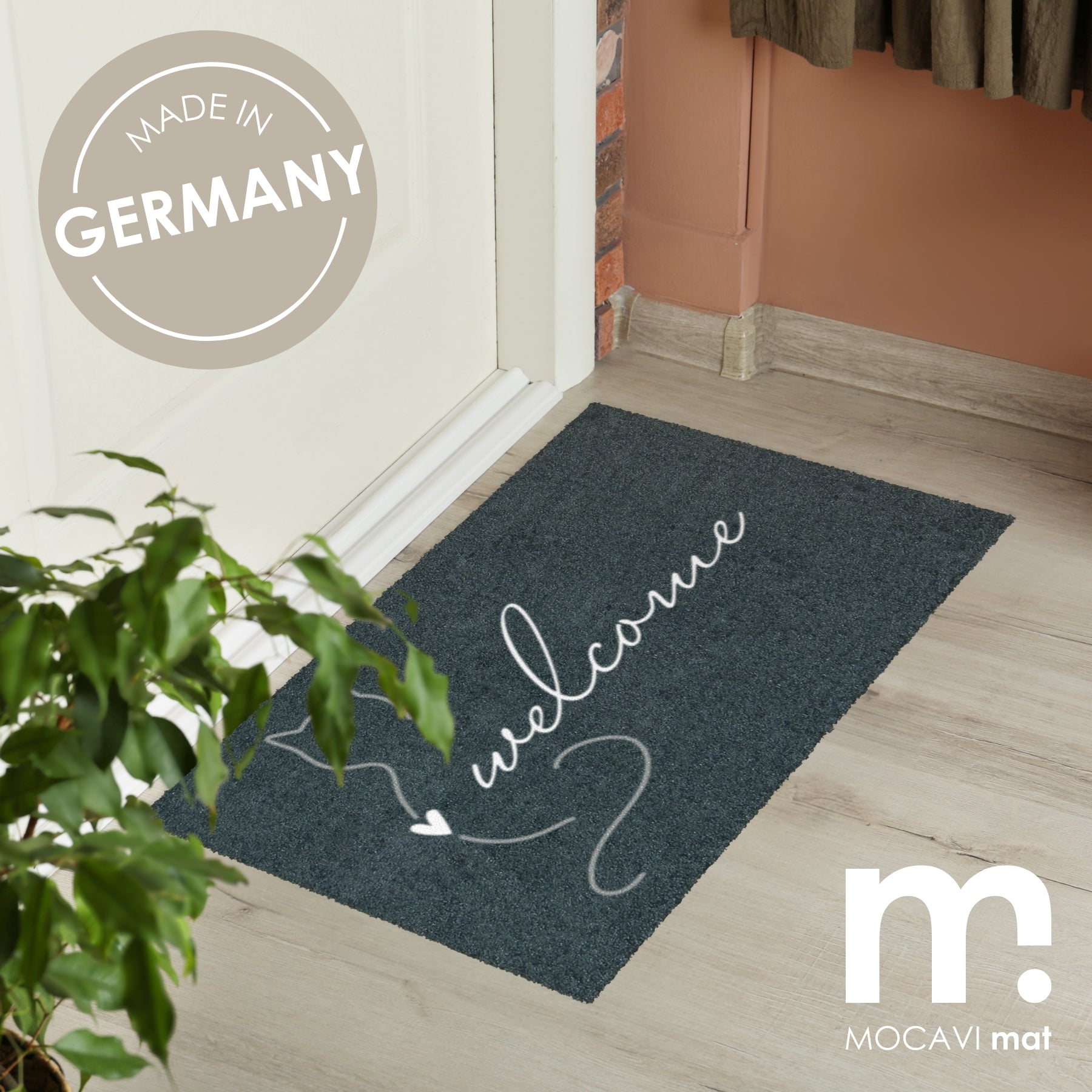 Fußmatte „Welcome Cats“ – Für Drinnen & Draußen, Saugfähig, Rutschfest, Aus Leinen, Waschbar, Ca. 0,5 Cm Flach